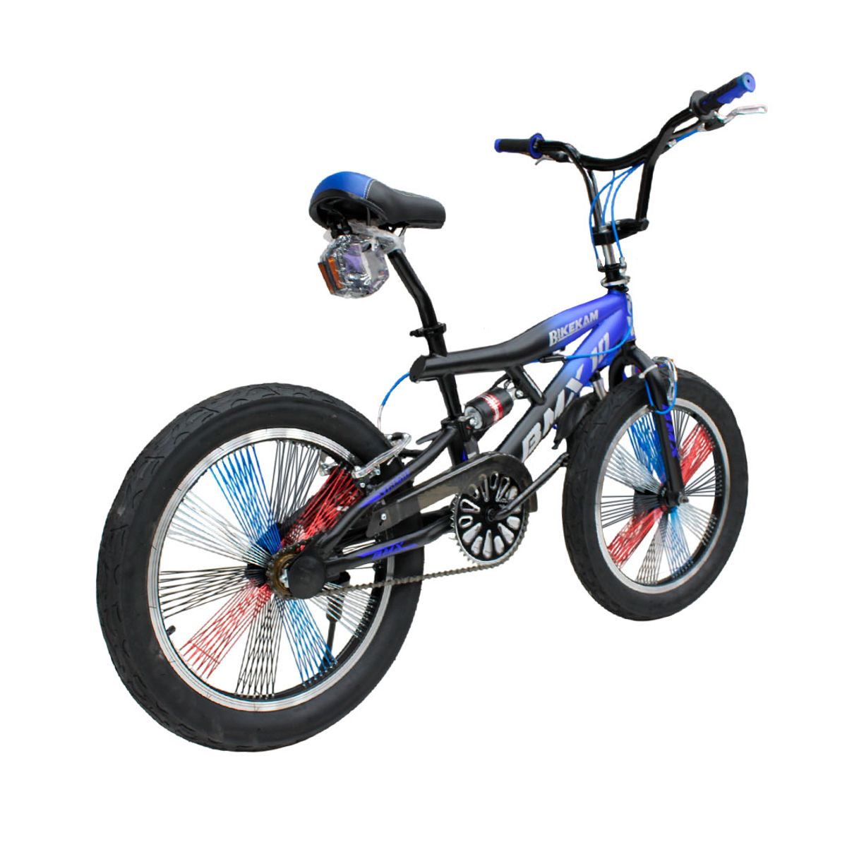 GENERICO - Bicicleta BMX Aro 20 con Suspensión y Rayos de Colores Negro con Azul