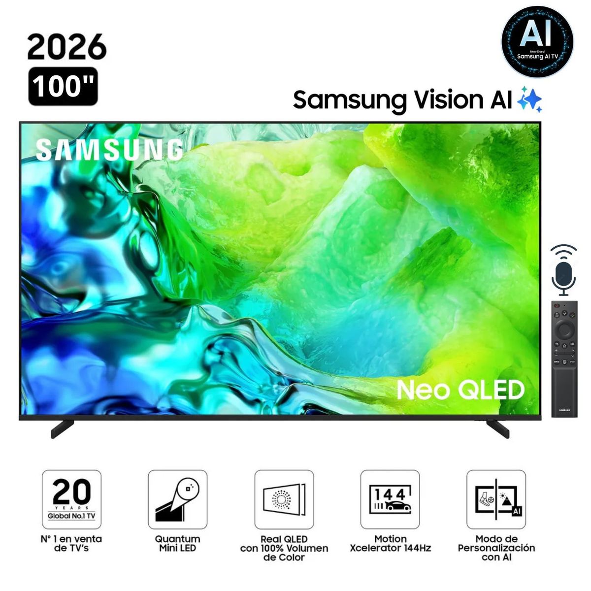 SAMSUNG - Televisor Samsung 100" Neo QLED QN80H Vision AI Smart TV - Nuevo 2026