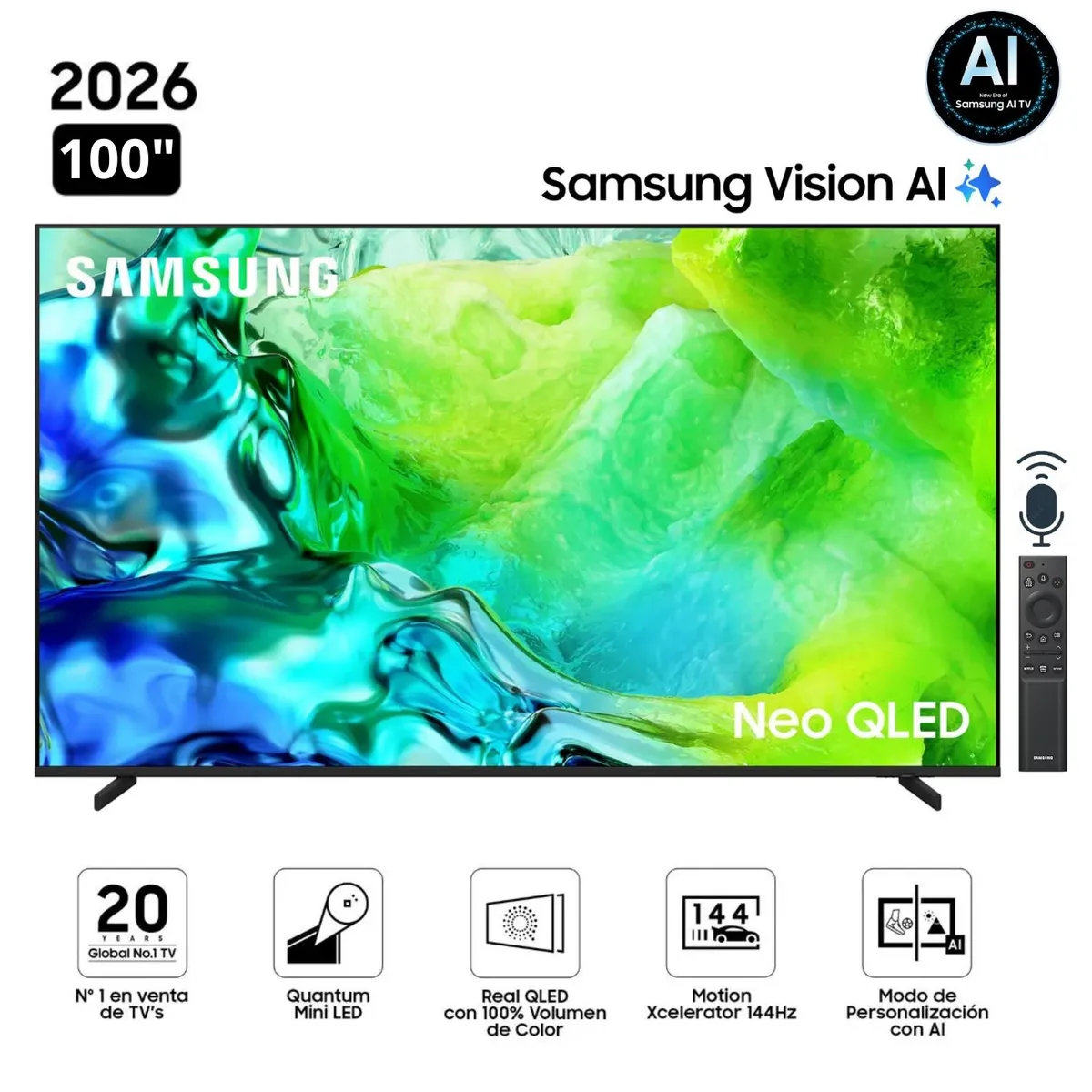 SAMSUNG - Televisor Samsung 100" Neo QLED QN80H Vision AI Smart TV - Nuevo 2026