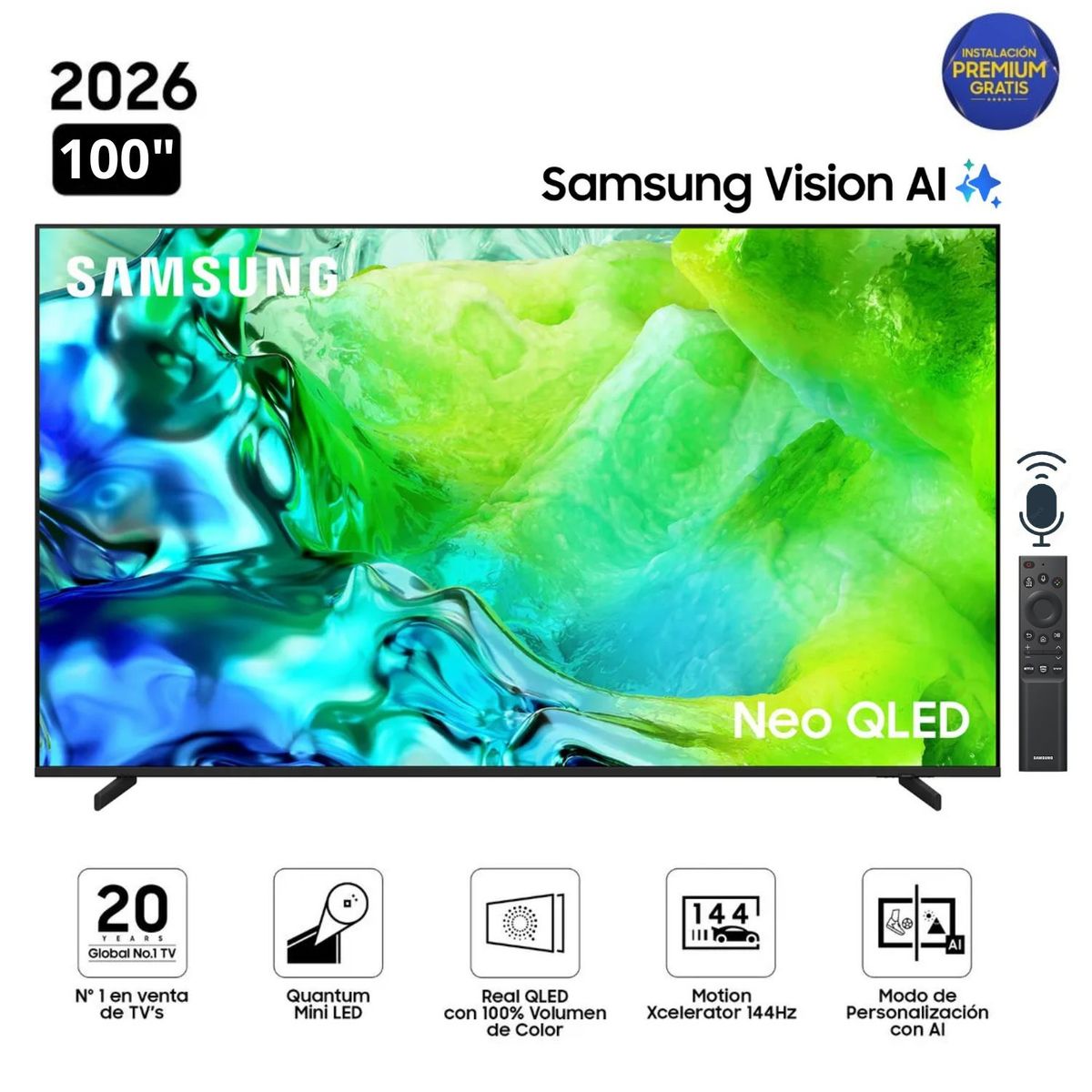 SAMSUNG - Televisor Samsung 100" Neo QLED 100QN80H Visión AI Smart TV - 2026