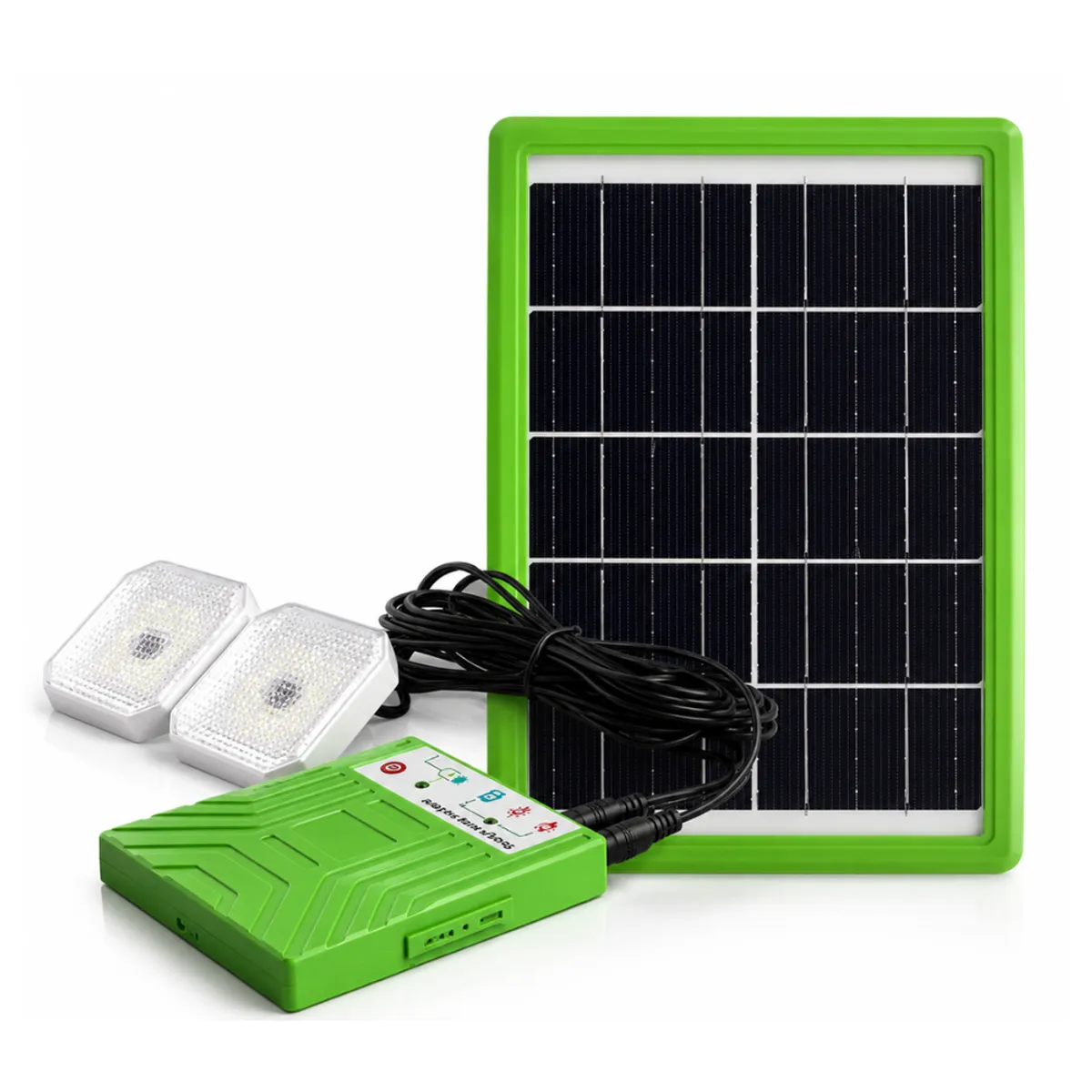 INSPIRA MARKET - Kit Panel Solar Portátil Recargable con 2 Luces LED y Carga USB
