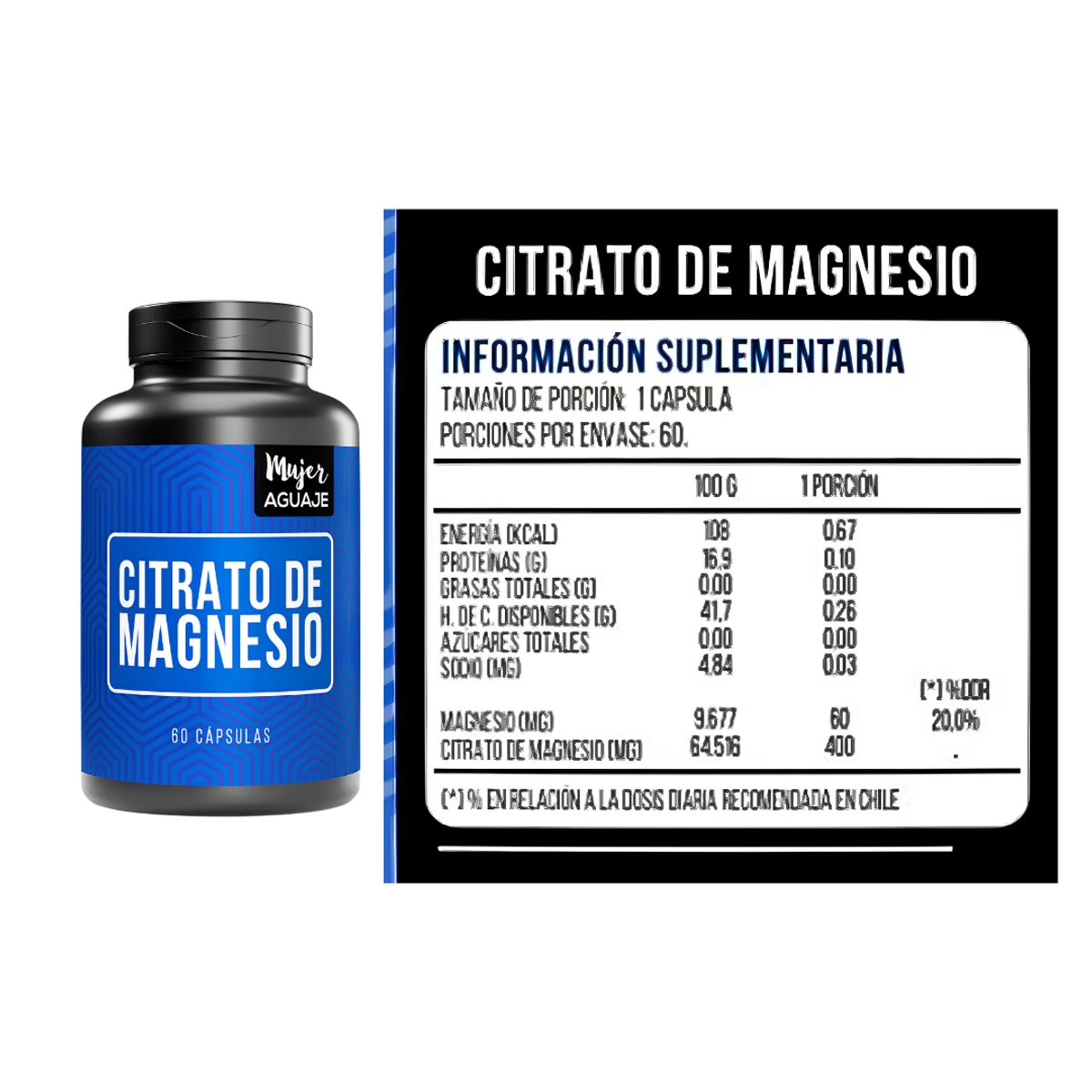 MUJER AGUAJE - Citrato de Magnesio - Mujer Aguaje 60 Cápsulas