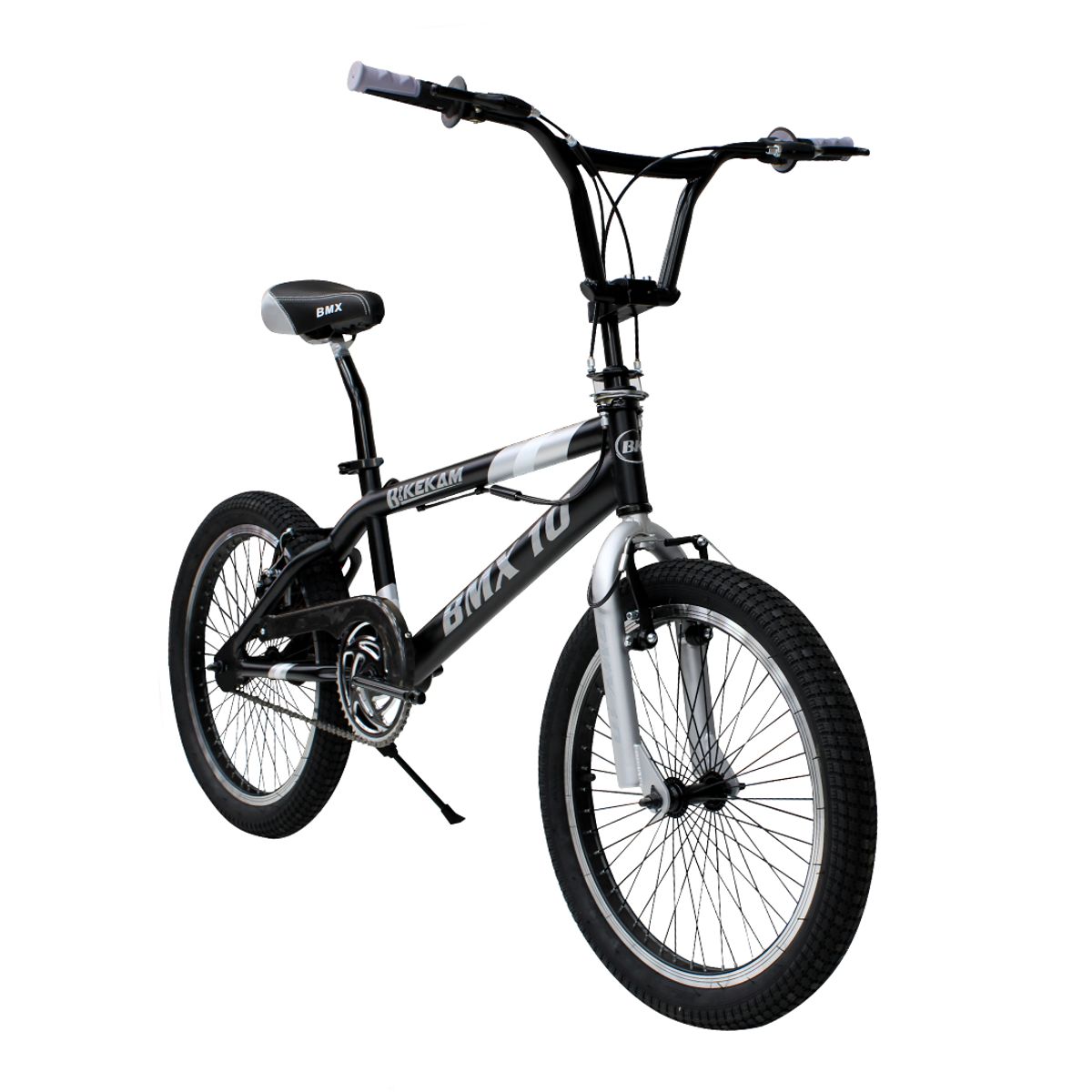 Bicicleta BMX Freestyle Aro 20 con Timón 360° Negra con gris, marca GENERICO - Foto 2