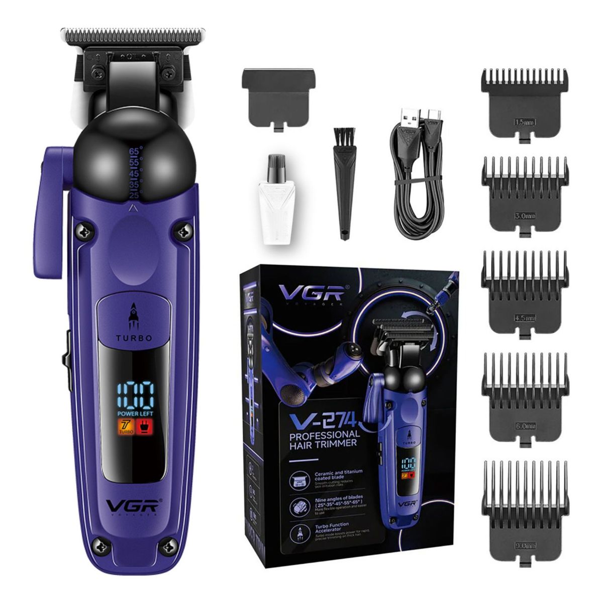 OEM - Máquina De Cortar Cabello Profesional Turbo 7000 RPM Recargable USB-C Con LED
