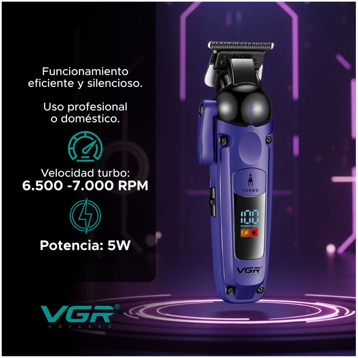 OEM - Máquina De Cortar Cabello Profesional Turbo 7000 RPM Recargable USB-C Con LED