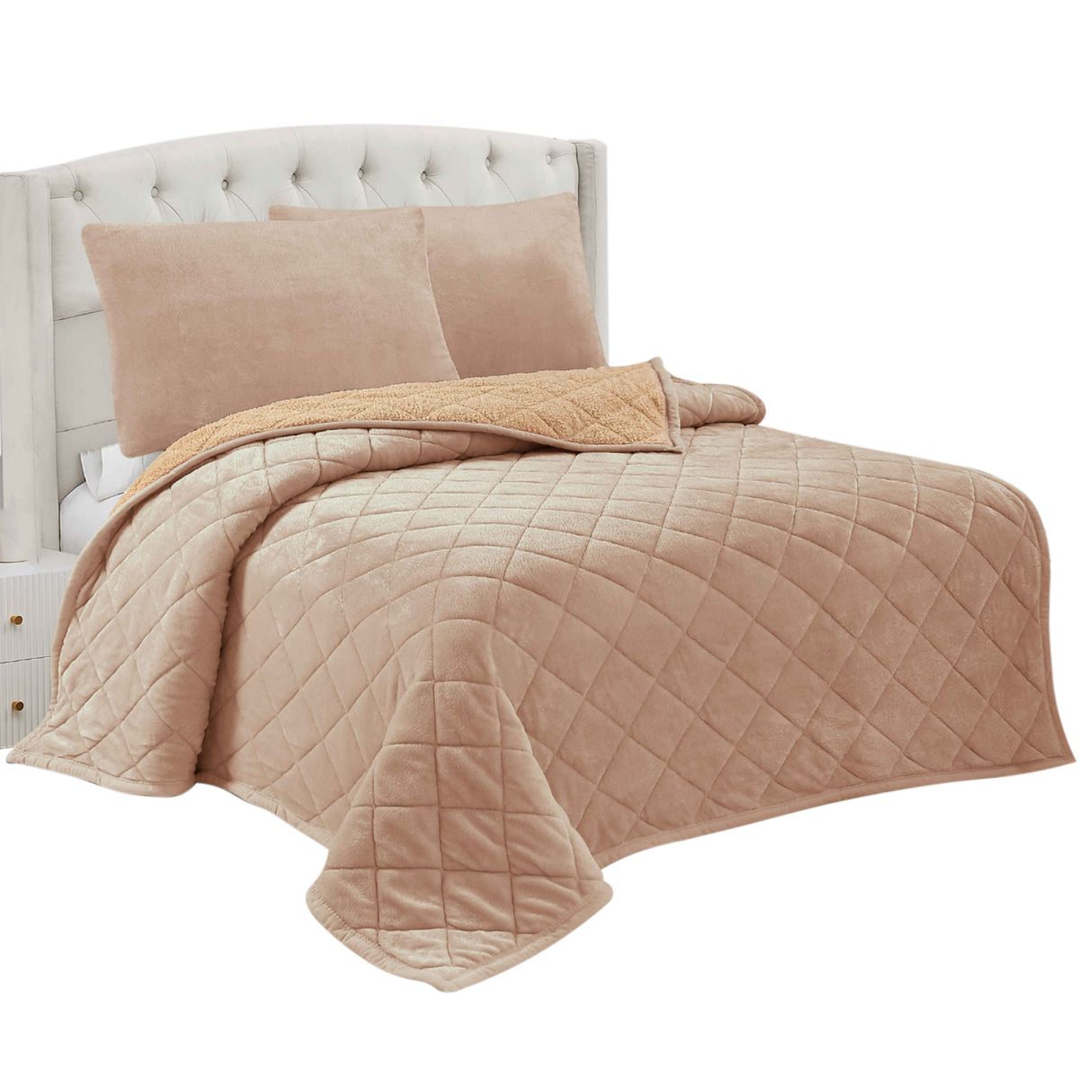 GOLDSUN - Cobertor Aterciopelado con Reverso Sherpa 2plz - 3 Piezas