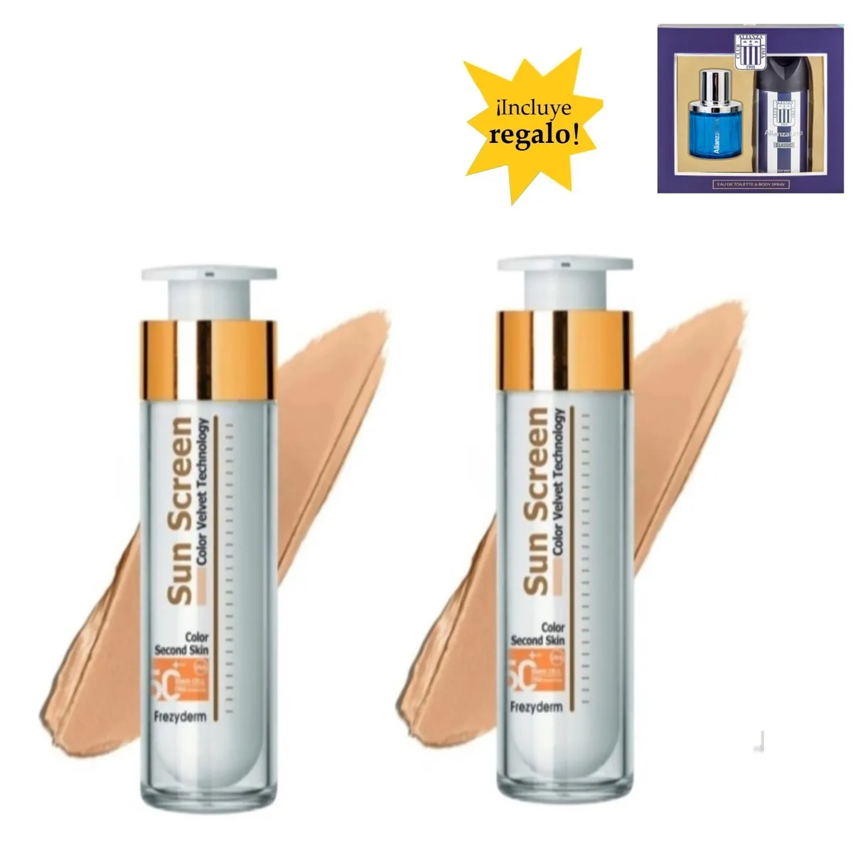 FREZYDERM - Pack x2 Frezyderm Velvet Sunscreen Color Face 50Ml + Pack Colonia Alianza