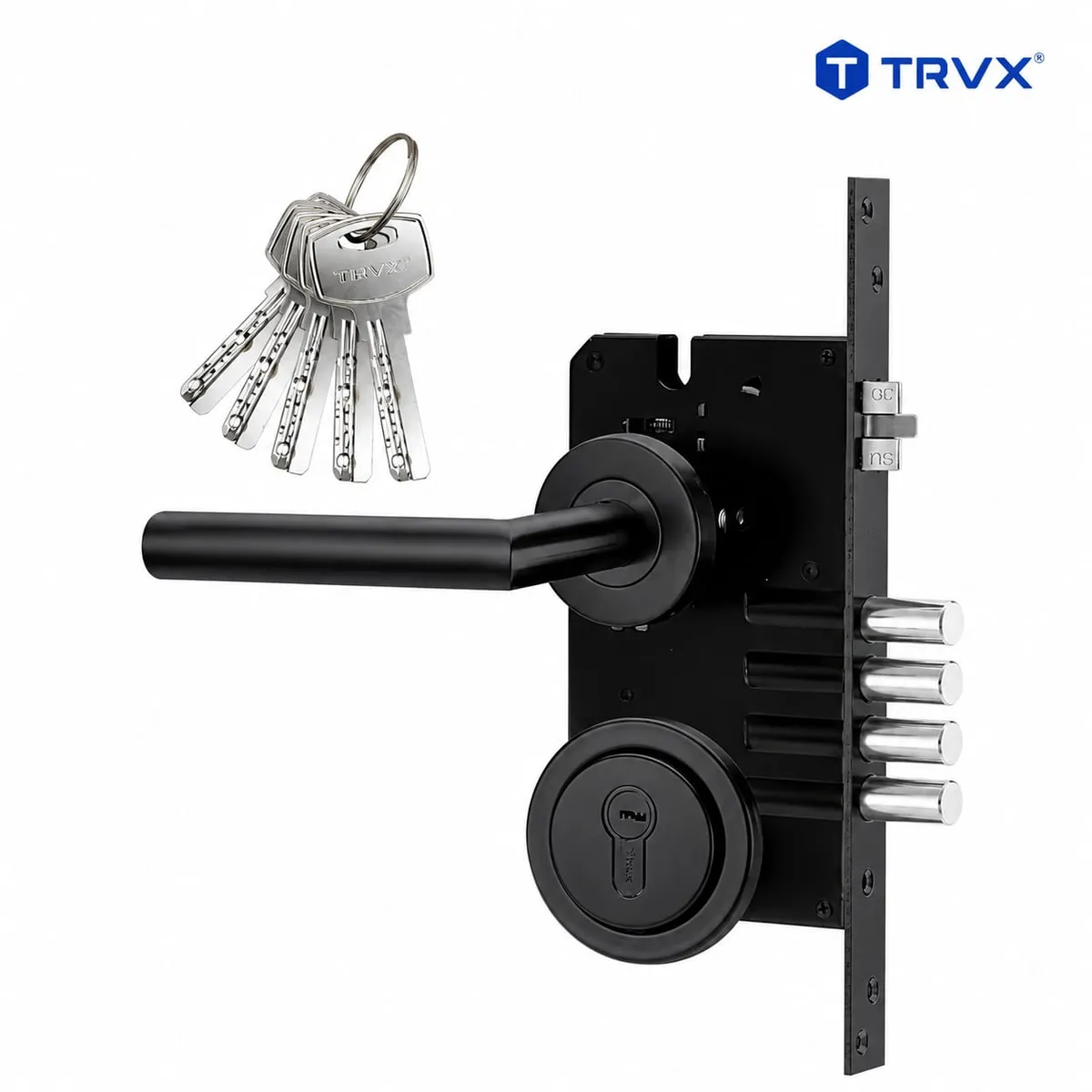TRAVEX - Cerradura Embutir Principal Negro MateTRAVEX Gala 50xt 2 Golpes