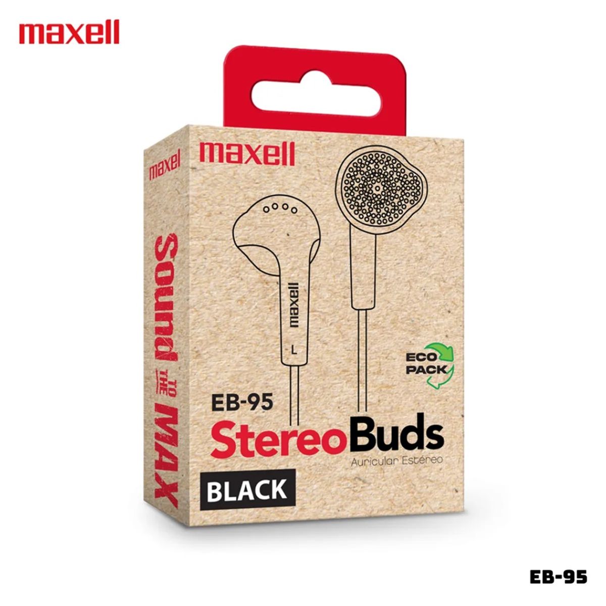 MAXELL - AUDIFONOS MAXELL ALAMBRICOS STEREO BUDS EB-95 - NEGRO