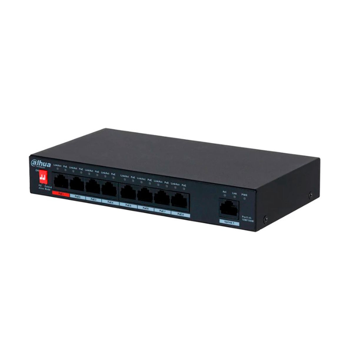 DAHUA - SWITCH DAHUA 8P POE 10-100MBPS 1 UPLINK 96W l PN DH-PFS3009-8ET-96