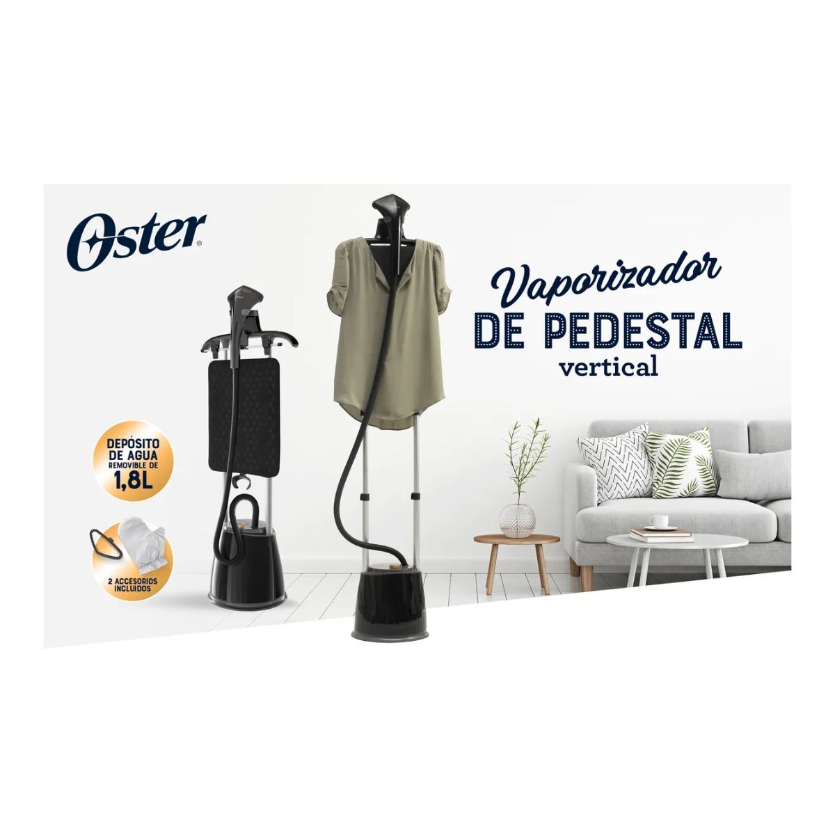 OSTER - Vaporizador Oster® de 1.8 Lt con tabla de soporte GCSTGS7050