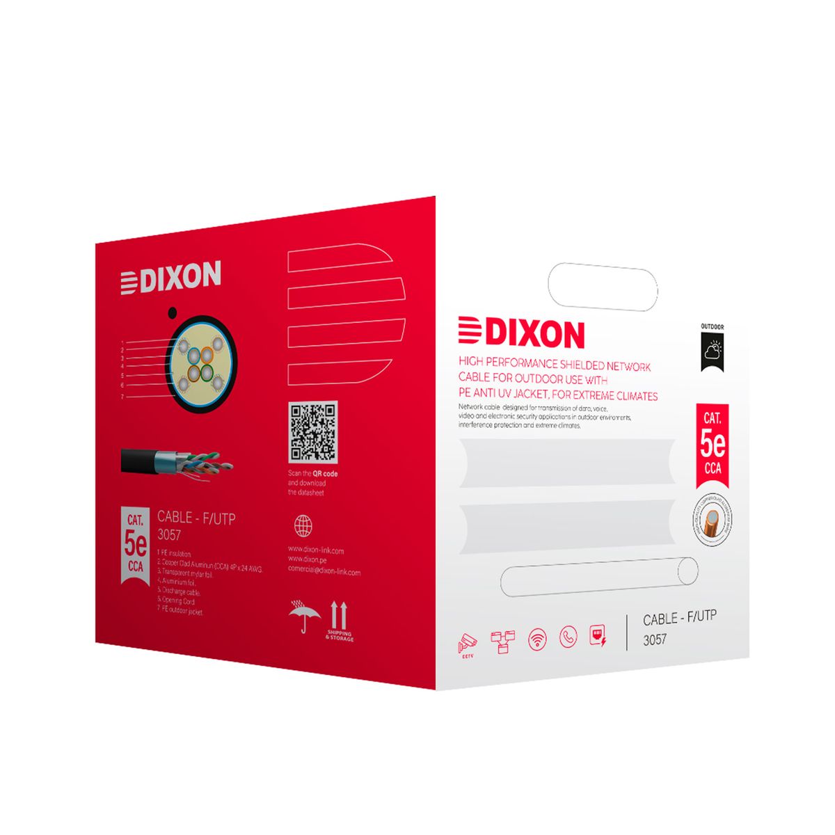 DIXON - CABLE DE RED DIXON F-UTP 3057 CAT.5E 4PX24 AWG CAJA 305M ALEACION ALUMINIO BAÑADO EN COBRE CHAQUETA POLIETILENO P-EXTERIOR NEGRO - P-N 3057