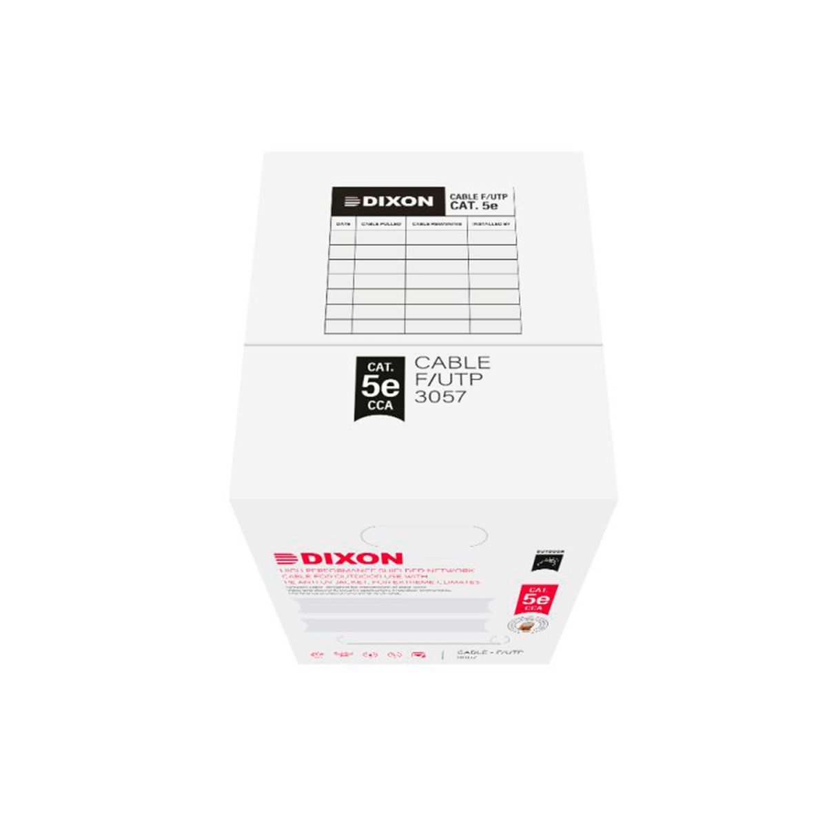 DIXON - CABLE DE RED DIXON F-UTP 3057 CAT.5E 4PX24 AWG CAJA 305M ALEACION ALUMINIO BAÑADO EN COBRE CHAQUETA POLIETILENO P-EXTERIOR NEGRO - P-N 3057