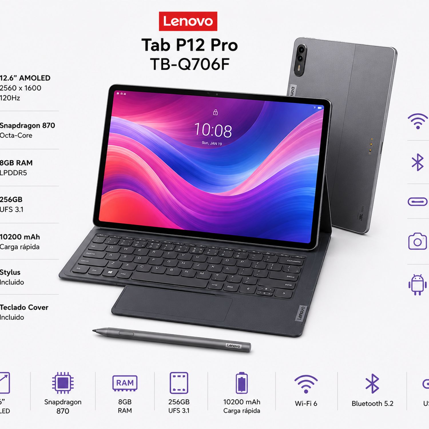 Tablet Lenovo Tab P12 Pro TB-Q706F 12.6″ AMOLED 8GB RAM 256GB