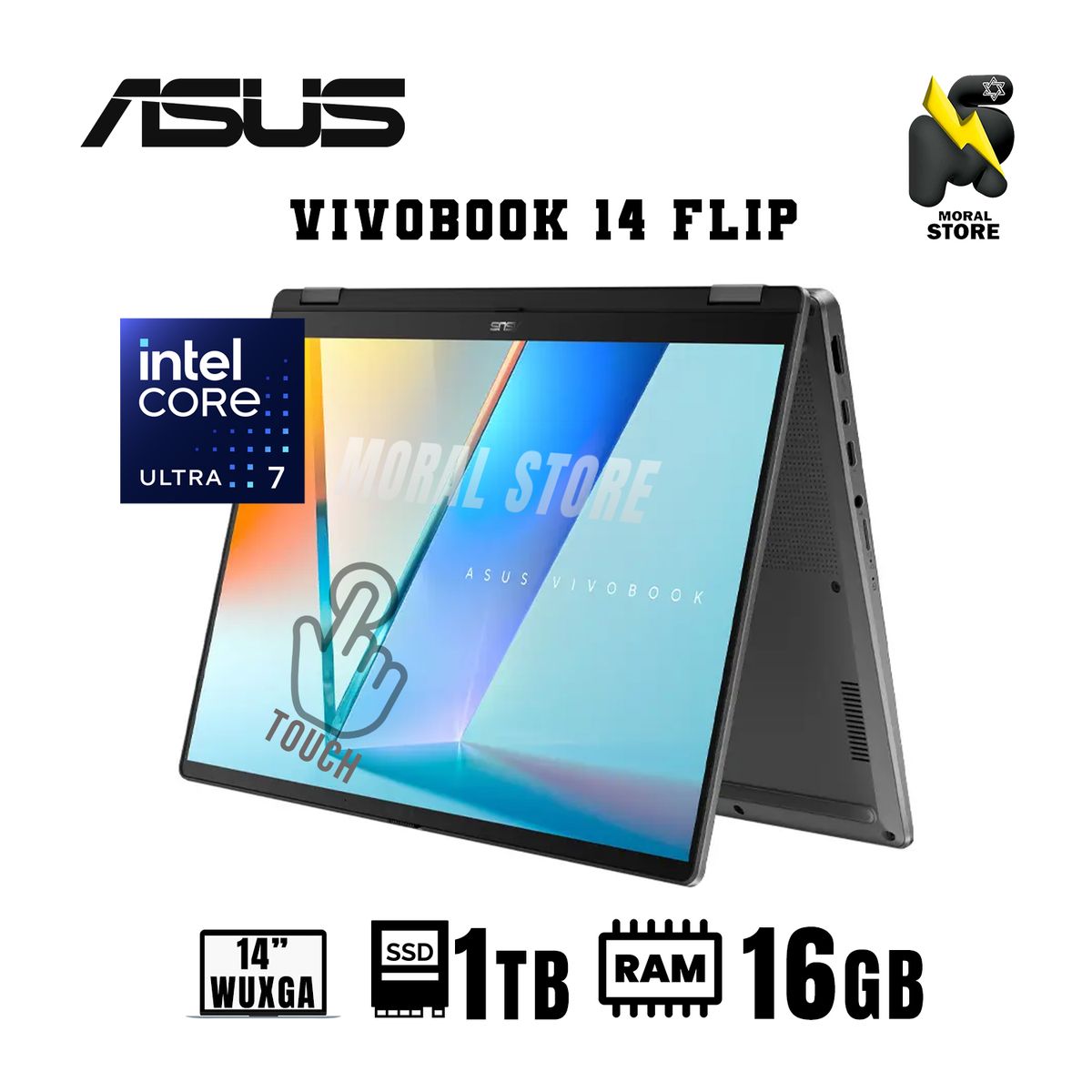 ASUS - LAPTOP ASUS VIVOBOOK 14 FLIP TP3407SA/CORE ULTRA 7 256V/ RAM 16GB/ DISCO 1TB SSD /14" WUXGA OLED W11