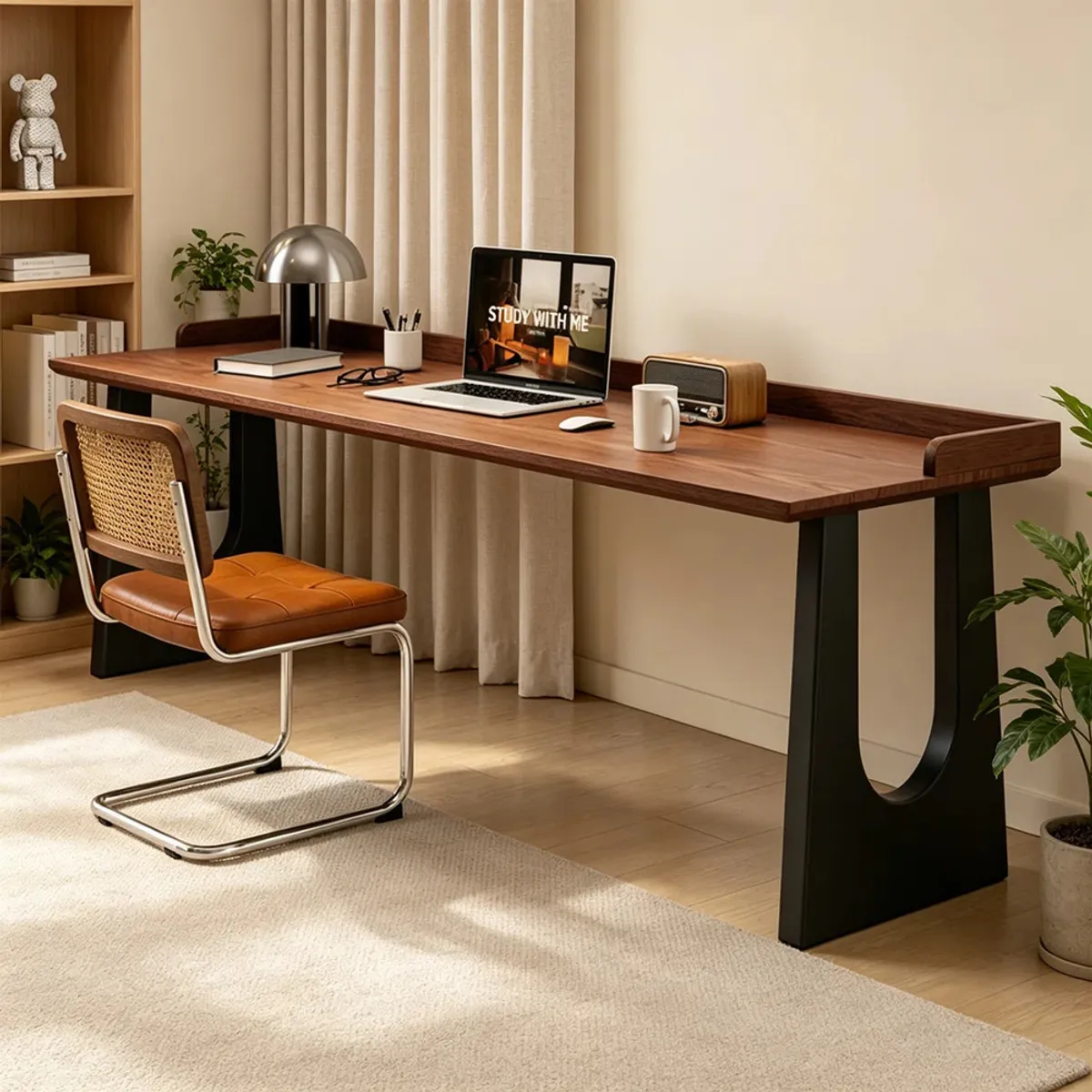Escritorio de Diseño Moderno Monique 220 cm Marrón y Negro RyR Muebles, marca R&R MUEBLES - Foto Principal