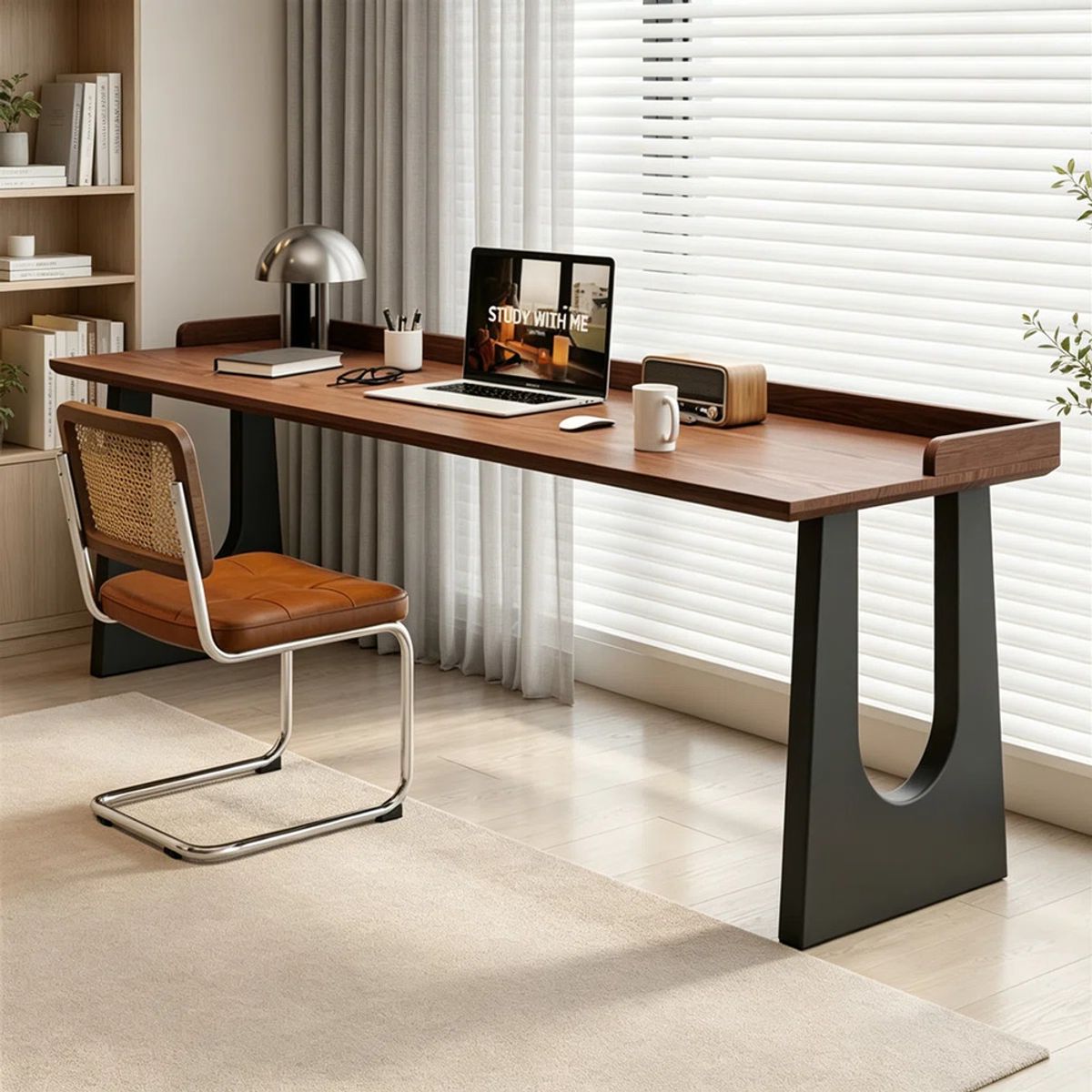 Escritorio de Diseño Moderno Monique 220 cm Marrón y Negro RyR Muebles, marca R&R MUEBLES - Foto 2