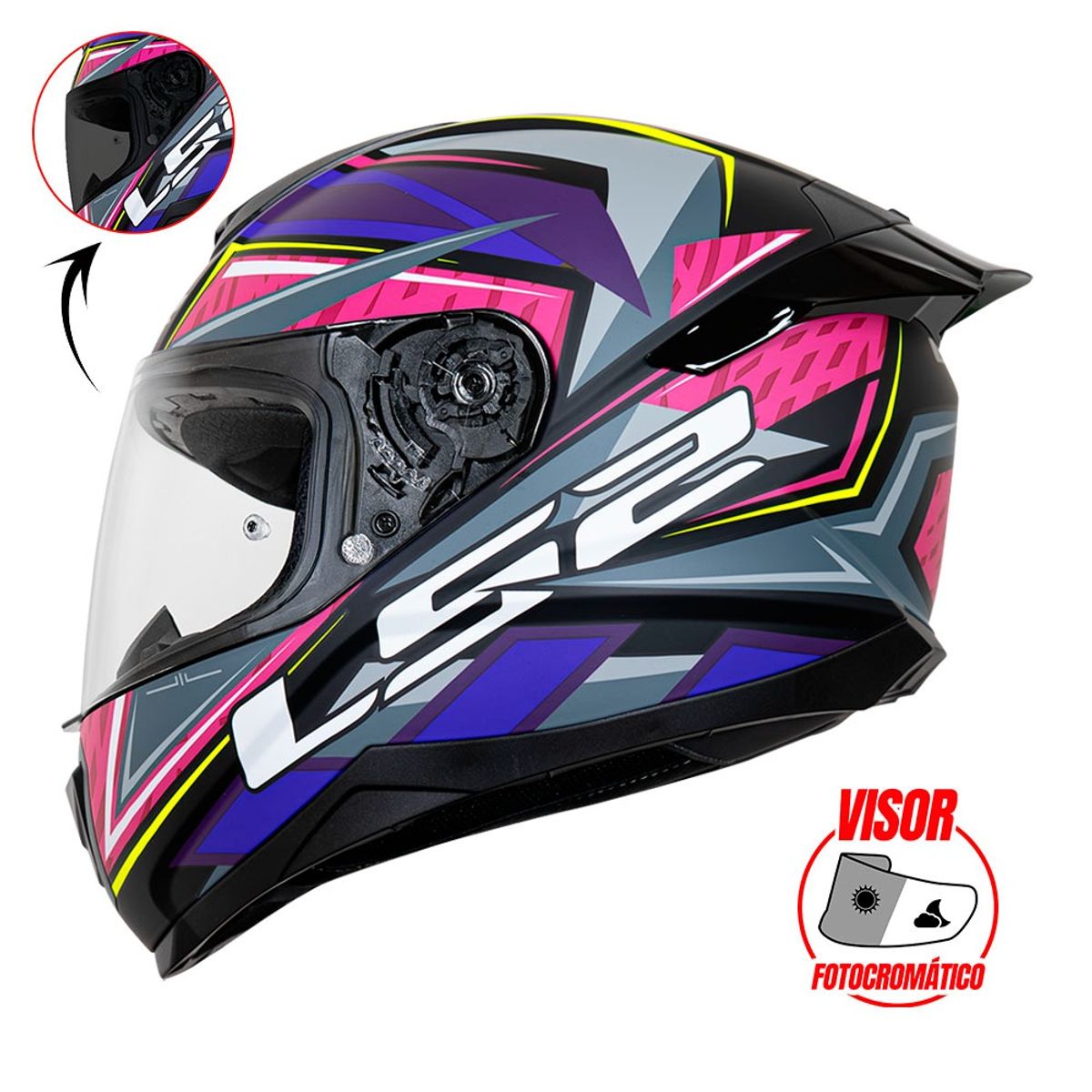 LS2 - Casco LS2 FF802 FLASH II KINDOM rosado VISOR PHOTOCROMATICO CERT. ECE 22-06®