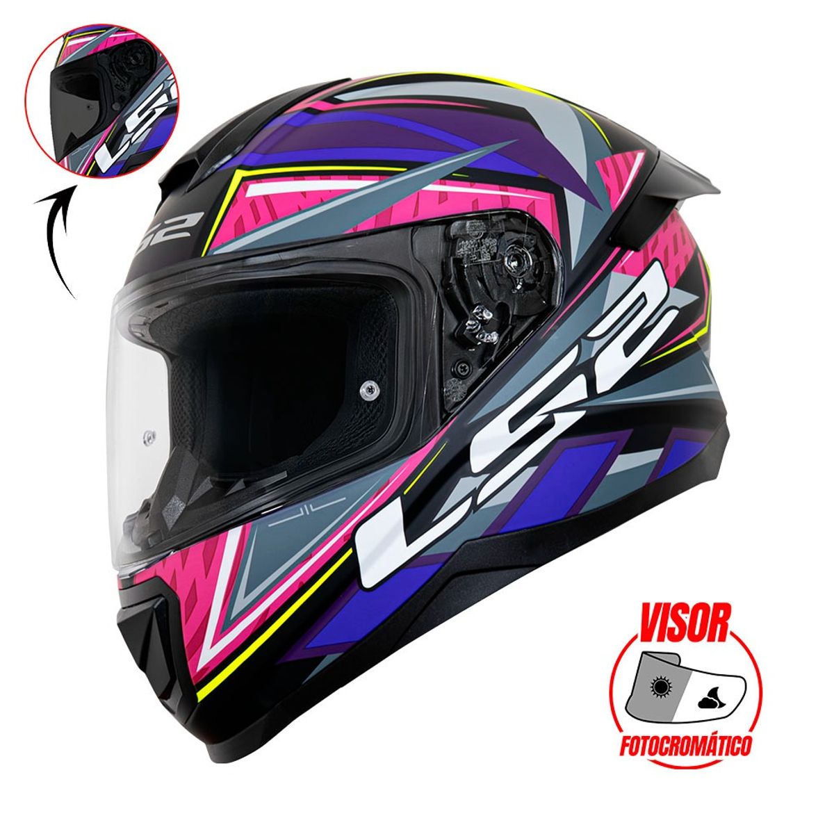 LS2 - Casco LS2 FF802 FLASH II KINDOM rosado VISOR PHOTOCROMATICO CERT. ECE 22-06®