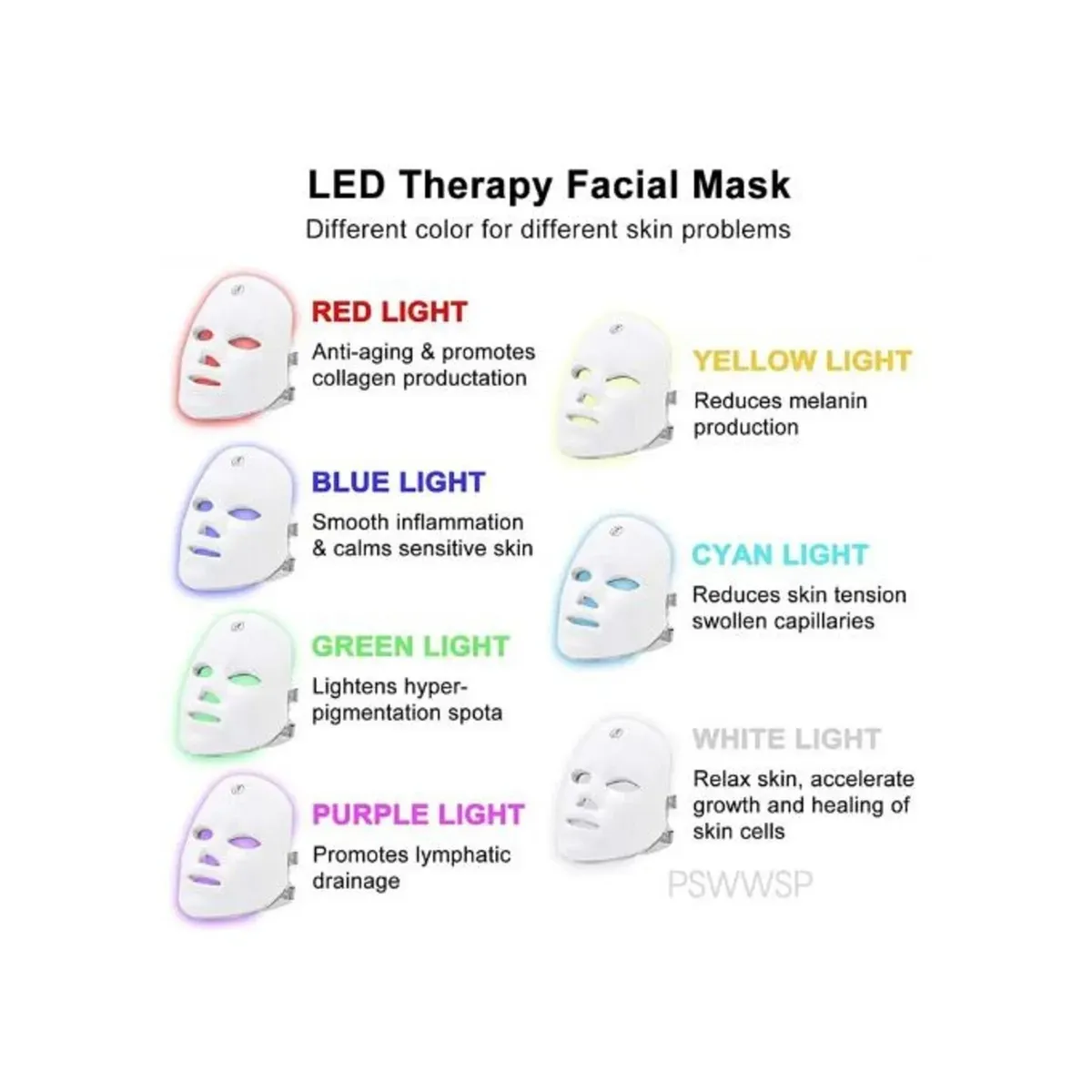 OEM - Máscara Facial LED Rejuvenecedora 7 colores