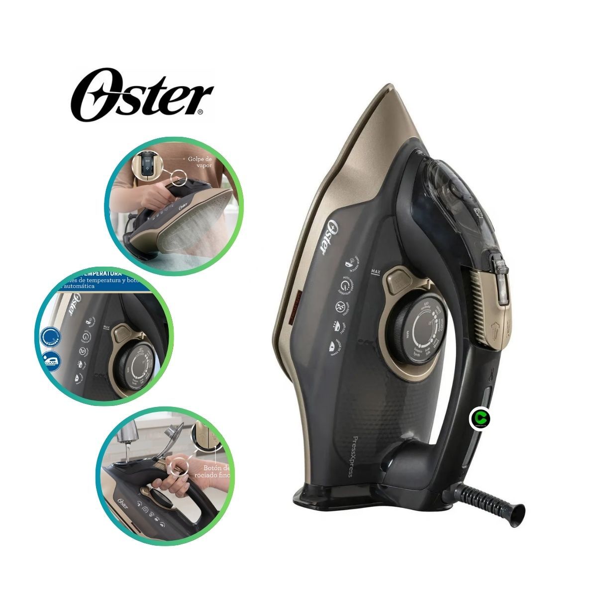 OSTER - Plancha a Vapor Oster GCSTPX9000B Antiadherente Suela Cerámica