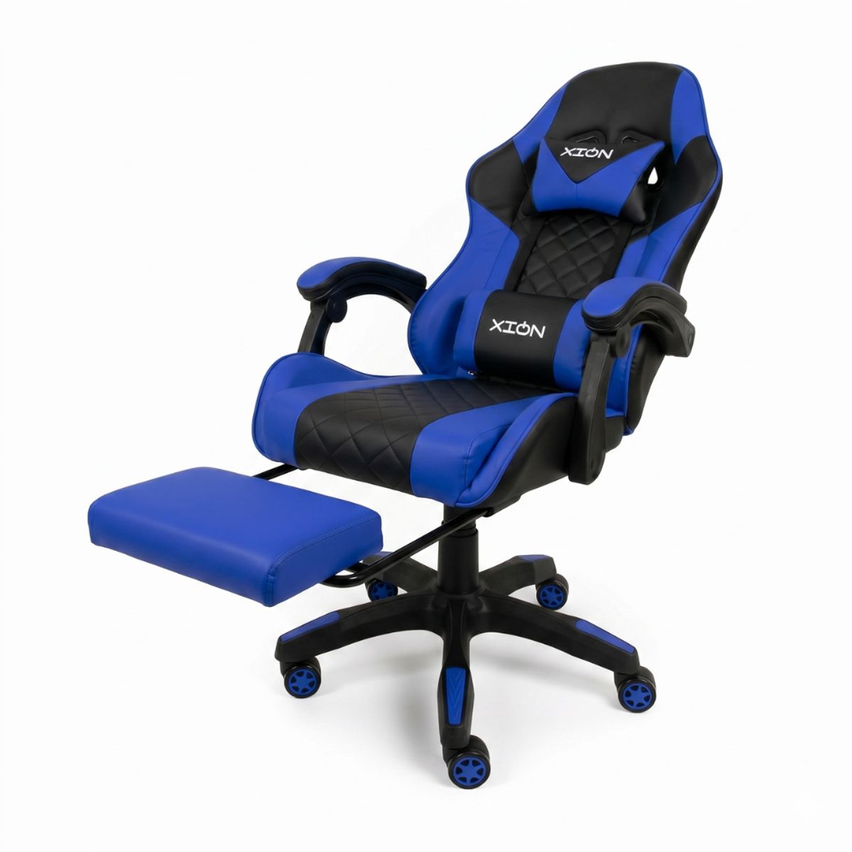 Silla Gamer Titán Xion Ergonómica con Masajeador Lumbar, Reposapiés y Reclinable 135° - Azul, marca XION - Foto Principal