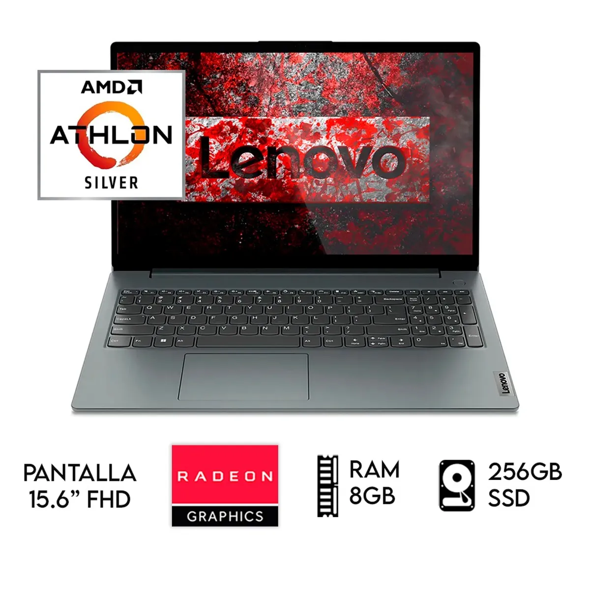 Laptop Lenovo Athlon Silver 7120u  Ram 8gb  Ssd 256gb  15,6" Fhd Color Gris Oscuro, marca LENOVO - Foto Principal