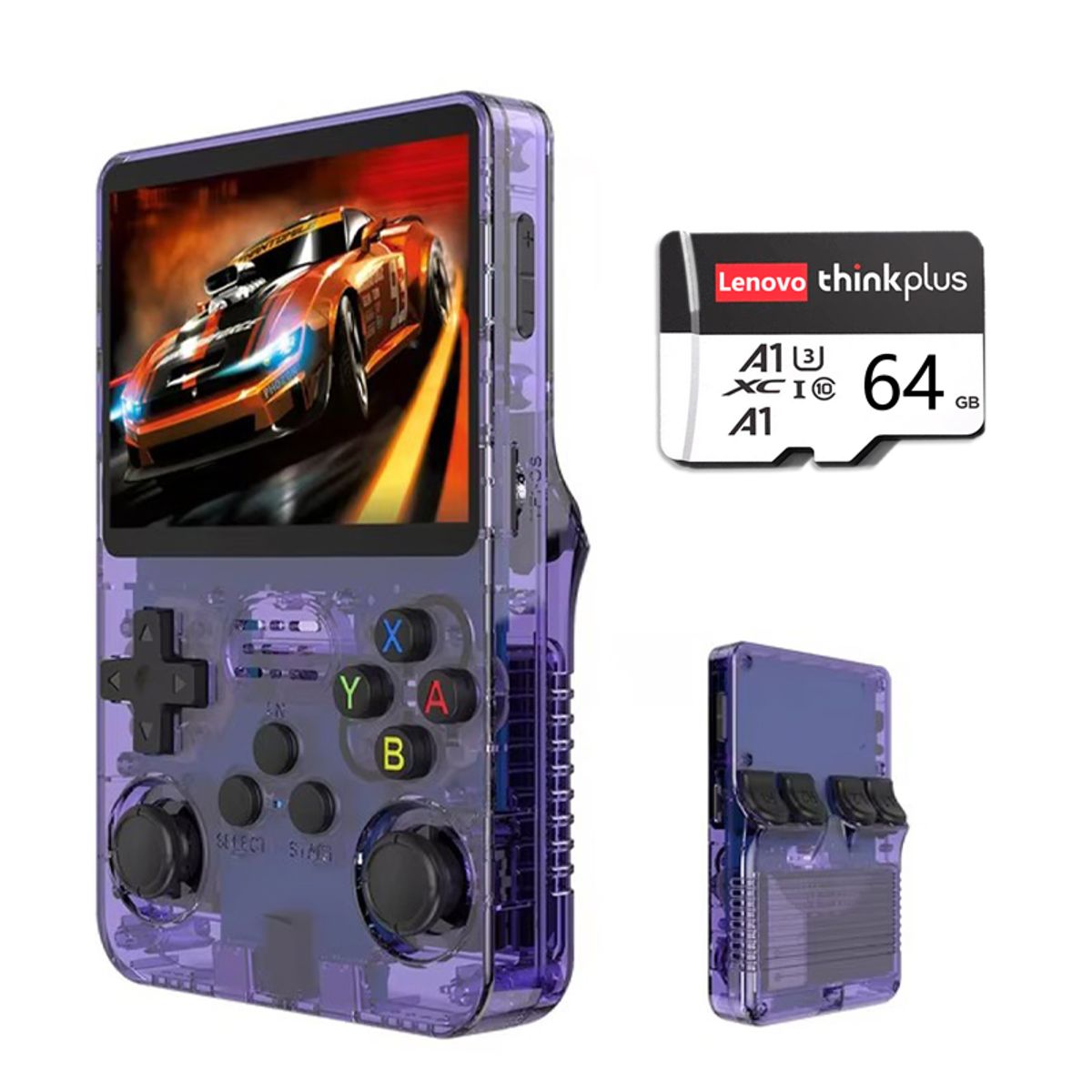 OVOTOUMI - Consola Portatil Retro Game R36S 64GB Morado y Estuche