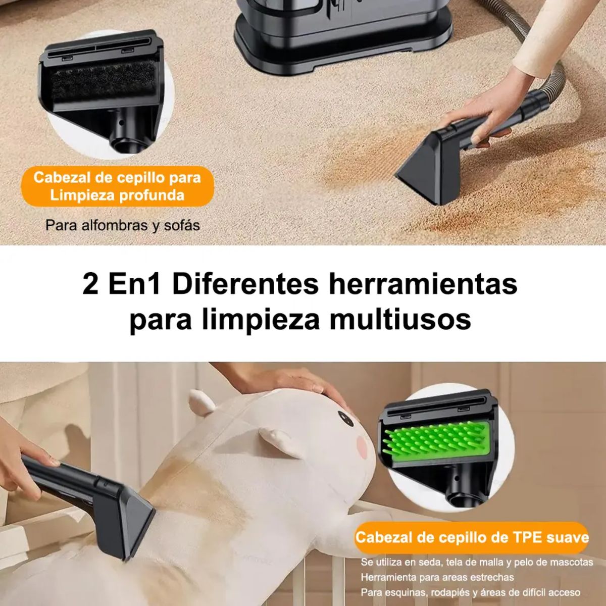 GENERICO - Aspiradora Limpieza Alfombras Tapicería Multifuncional 450W - 1800 ml
