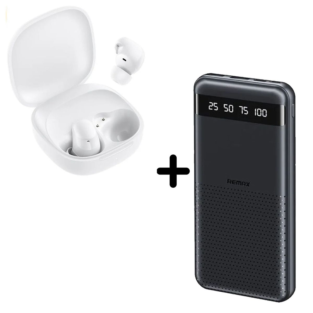 XIAOMI - Combo Power Bank Remax RPP-10 Negro + Audífono Xiaomi 6 Play Blanco