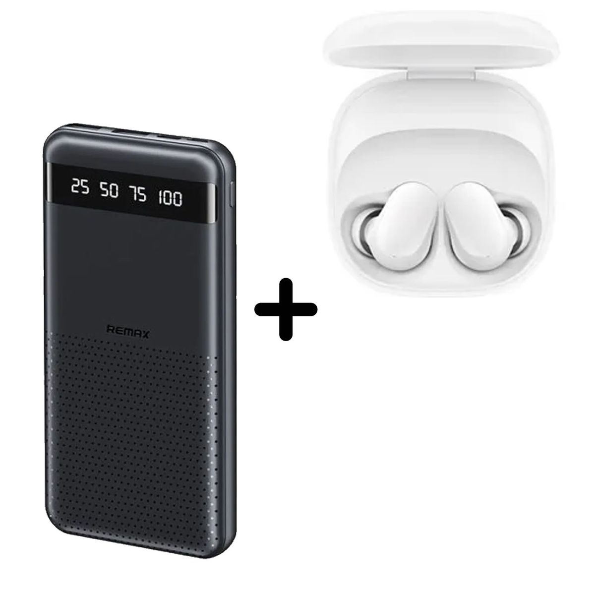 XIAOMI - Combo Power Bank Remax RPP-10 Negro + Audífono Xiaomi 6 Play Blanco