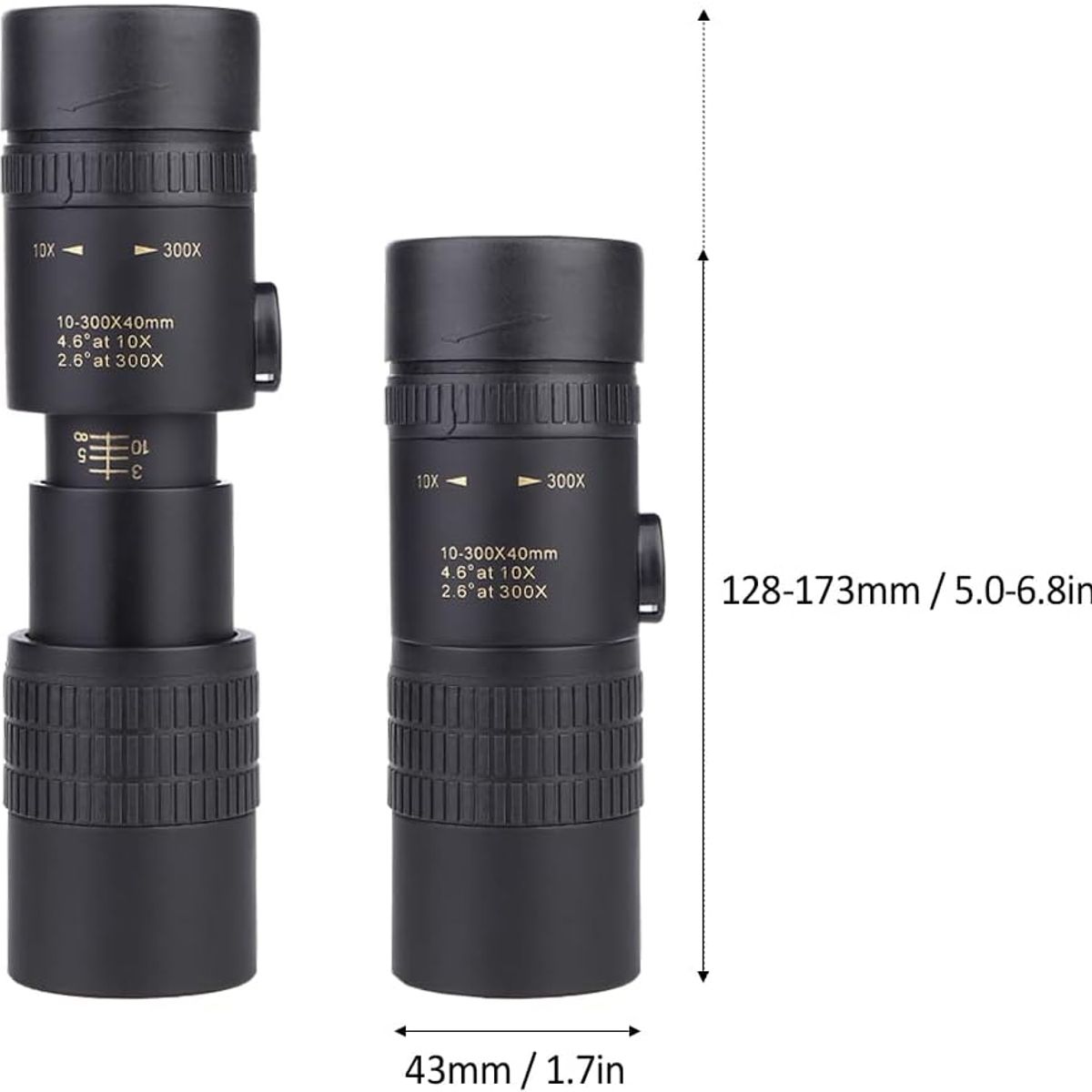 PUREPOWER - Telescopio portátil HD de alta potencia,10-300x40mm Super Telephjective Zoom Telescopio