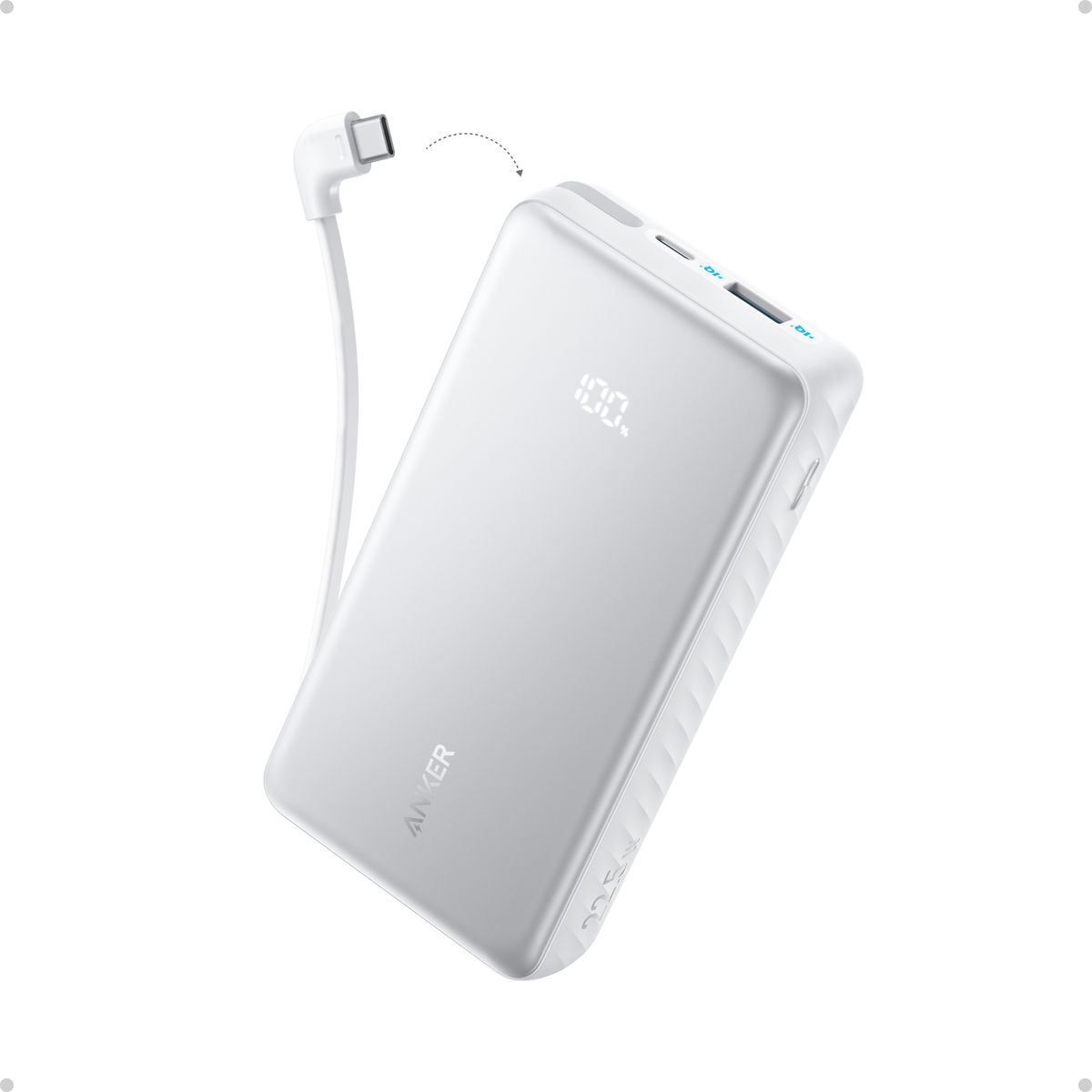 Anker - Anker Zolo Power Bank 20K, 22.5W, Built-In USB-C Cable blanco