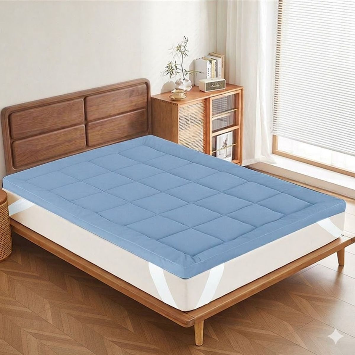CASATEX - Topper de Colchon Impermeable 2 Plazas - Azul Acero