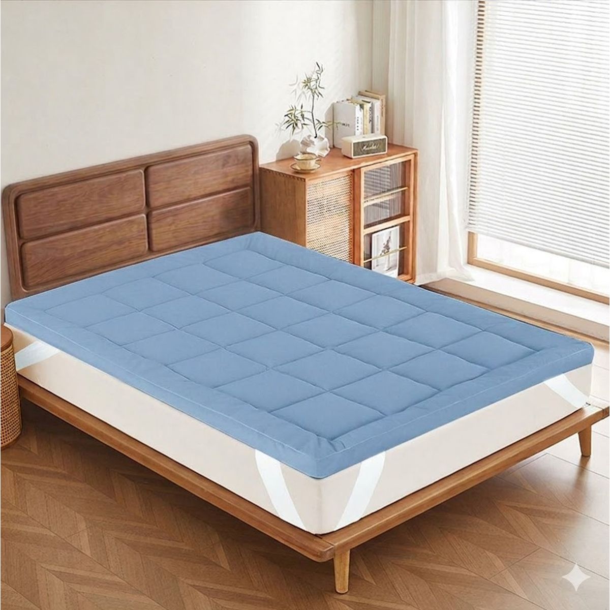 CASATEX - Topper de Colchon Impermeable 2 Plazas - Azul Acero