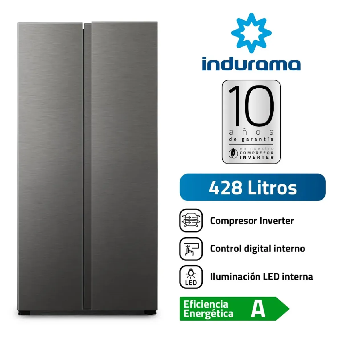 INDURAMA - Refrigeradora Indurama RI-769 Side by Side 428L - Croma