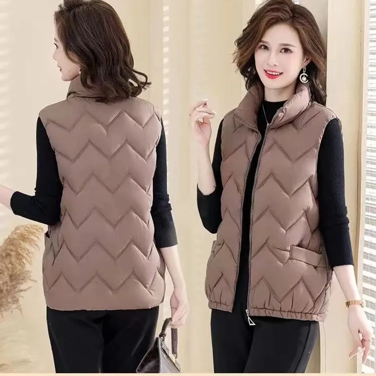 GENERICO - Chaleco Acolchado para Mujer Sin Mangas  Casaca Térmica Ligera para Invierno