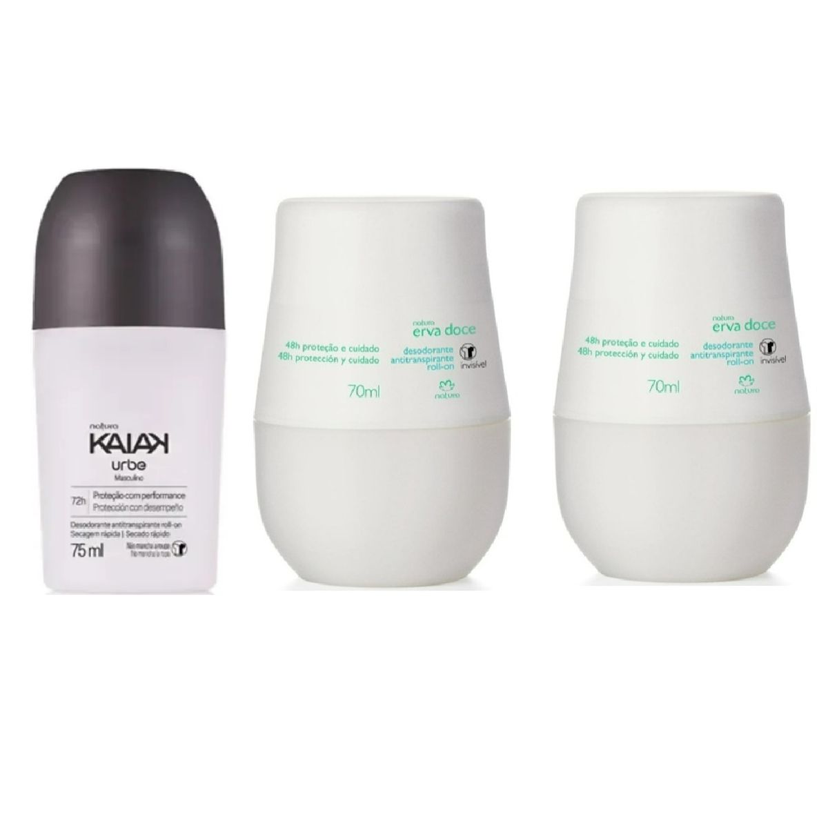 Natura - kit 2 Desodorantes roll on erva doce + 1 kaiak urbe Natura