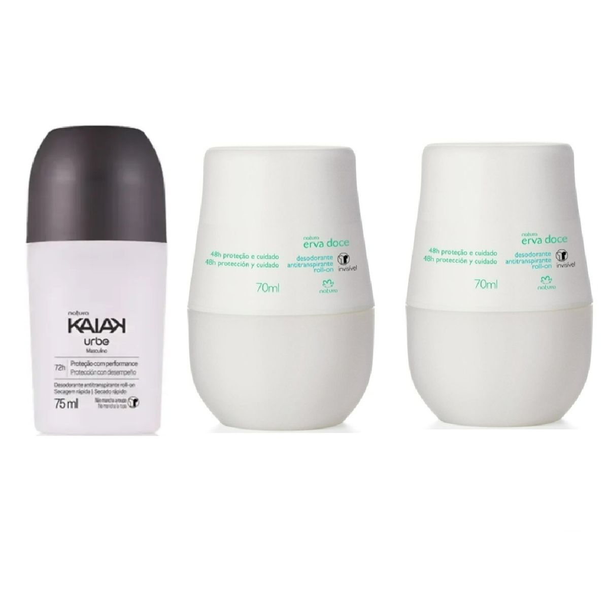 Natura - kit 2 Desodorantes roll on erva doce + 1 kaiak urbe Natura