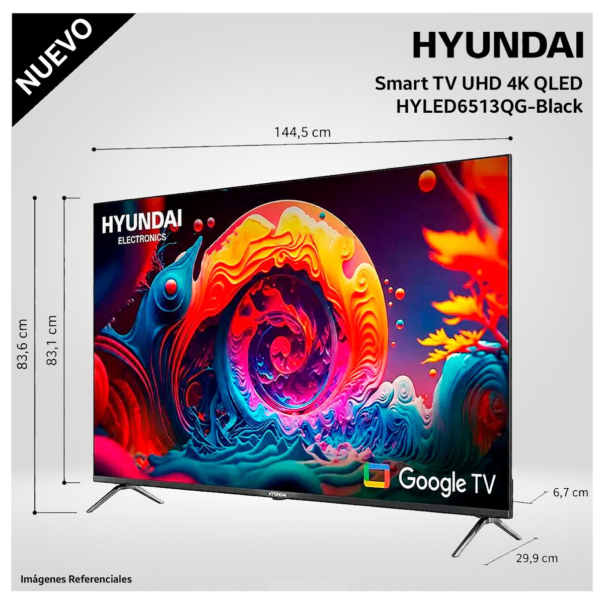 HYUNDAI - Televisor Hyundai 65 HYLED6513QG QLED UHD 4K GOOGLE TV - Modelo Nuevo