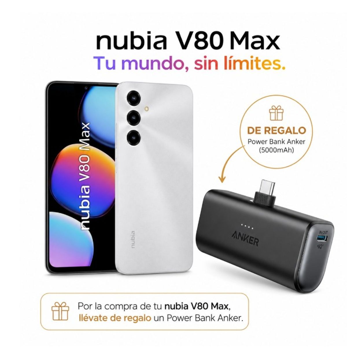 ZTE - ZTE NUBIA V80 MAX 8+12GB+256GB - PLATEADO + REGALO