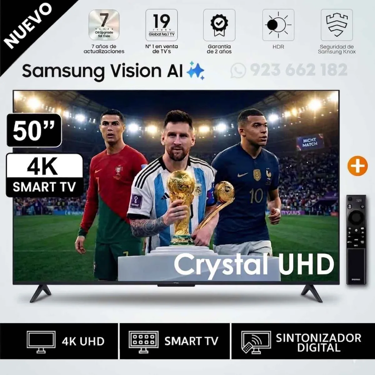 SAMSUNG - Televisor Samsung 50 Pulg Crystal 4K UHD Smart TV Modelo 2025 - Negro