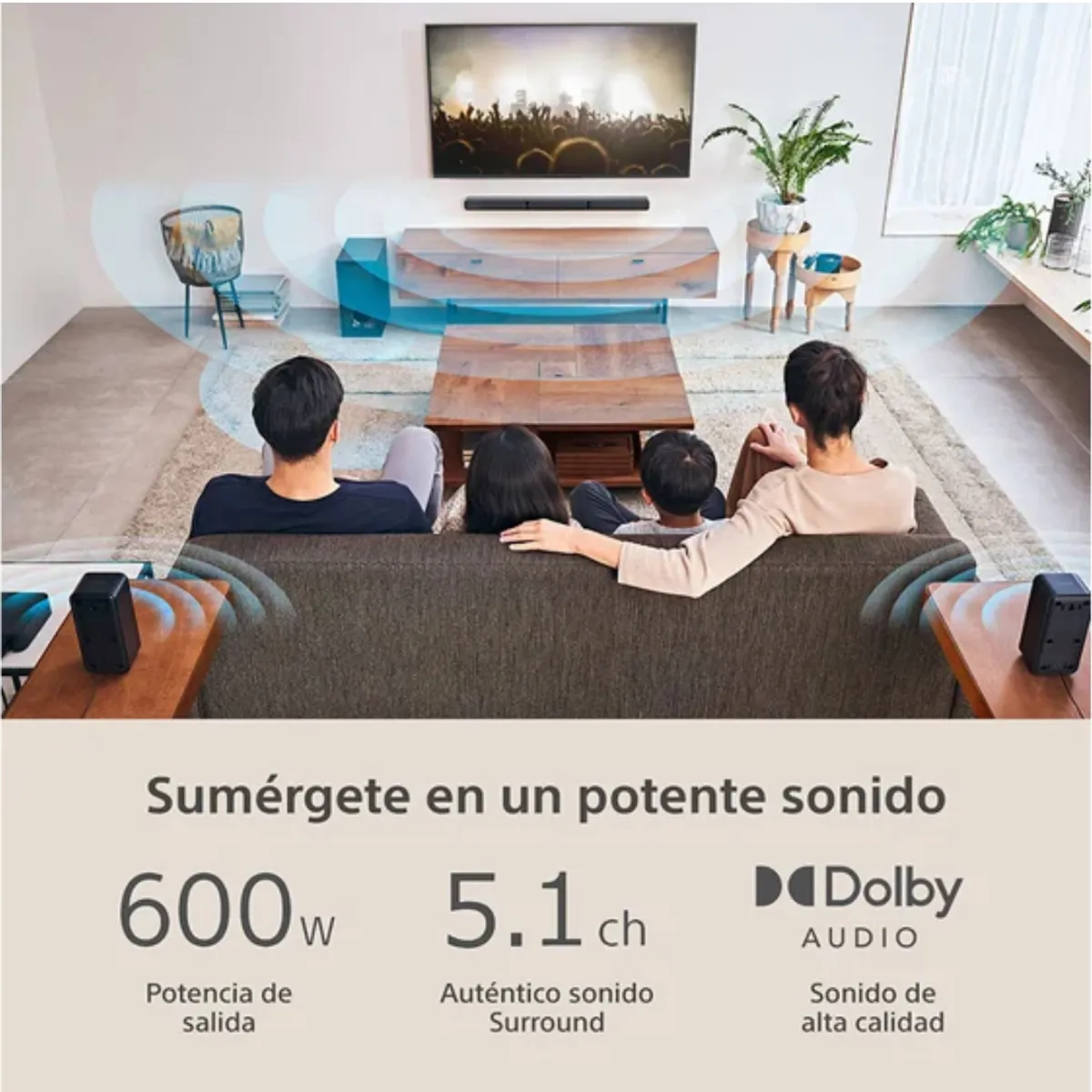 SONY - Sony HT-S40R Teatro en Casa 5.1 Canales 600W Dolby Digital Bluetooth Parlantes Inalámbricos Negro