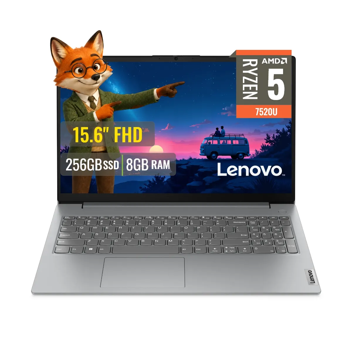 LENOVO - Laptop Lenovo V15 FHD 15.6" RYZEN 5 7520 8GB, SSD 256GB.