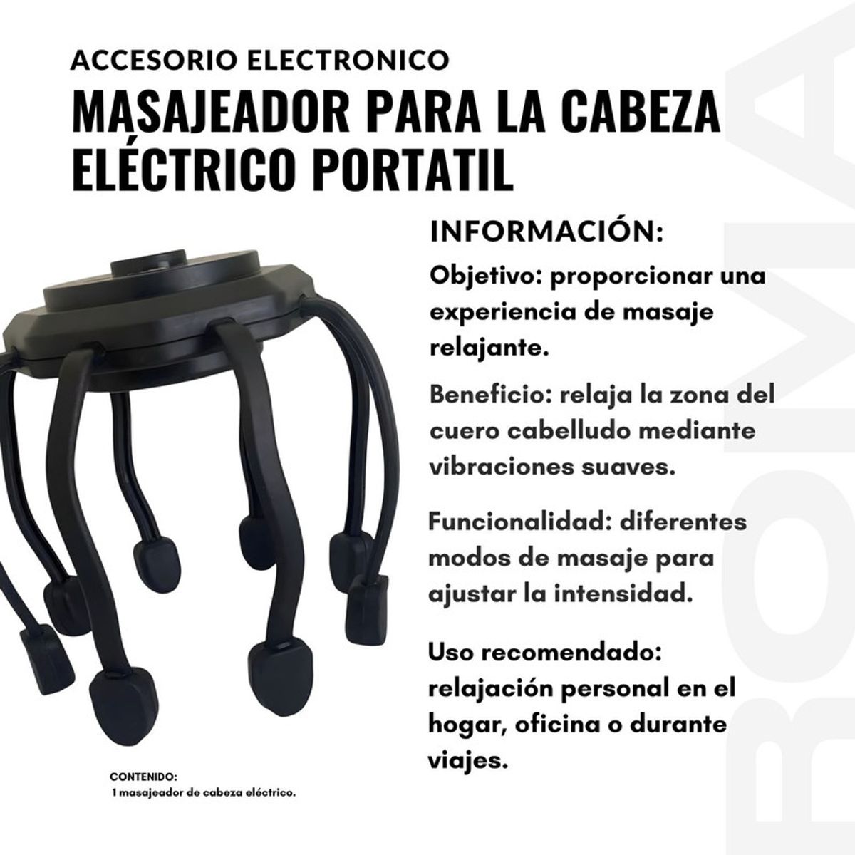 GENERICO - MASAJEADOR PARA LA CABEZA ELÉCTRICO PORTATIL