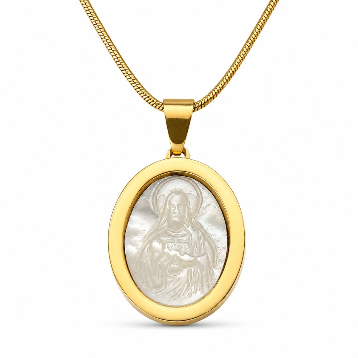 GENERAL - Collar Sagrado Corazón de Jesús de Nácar con Cadena Elegante