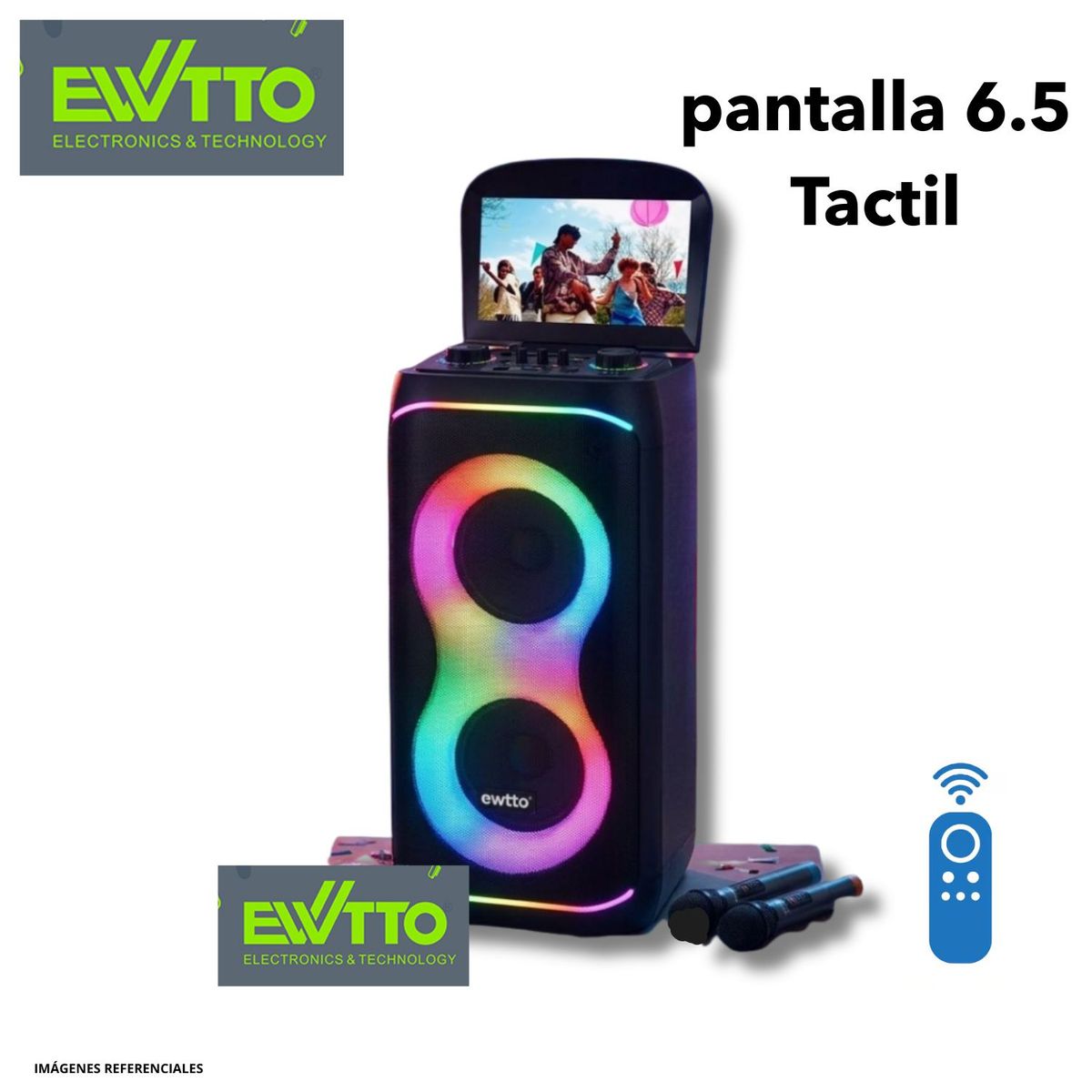 EWTTO - Parlante Karaoke Profesional Bluetooth Extreme Bass con Pantalla Multimedia HD 6.5 EWTTO ET-P4313MBC