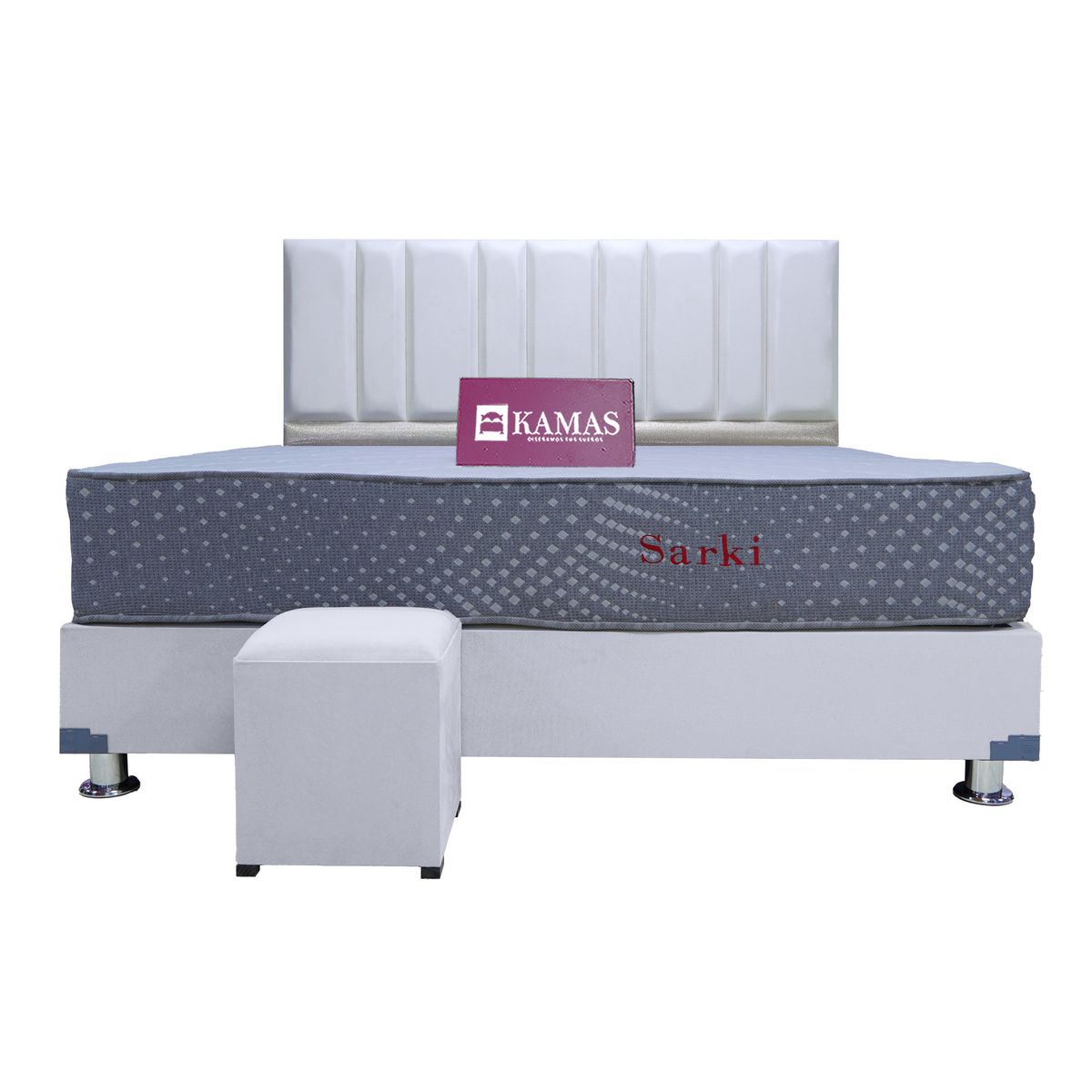 KAMAS - DORMITORIO KAMAS KING SARKI + CABECERA AÉREA WELO 3 DORADO - BLANCO