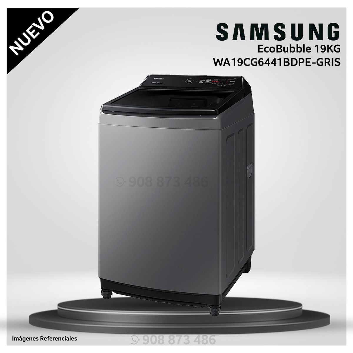 SAMSUNG - Lavadora Samsung 19Kg EcoBubble Carga Superior WA19CG6441BDPE Gris - Modelo Nuevo