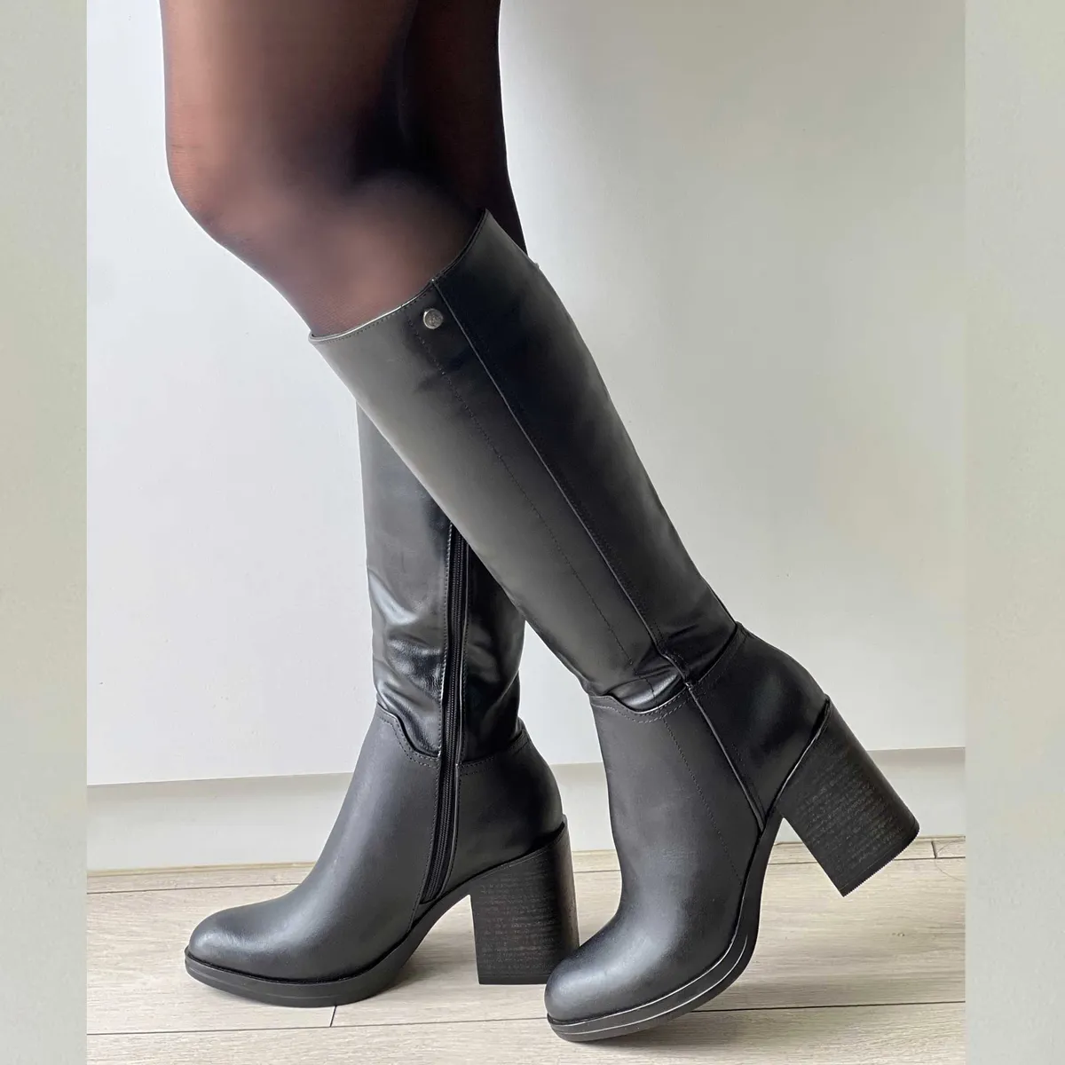 GENERICO - BOTA CUERO NEGRO PARA MUJER EN TACO 7 ZAZA